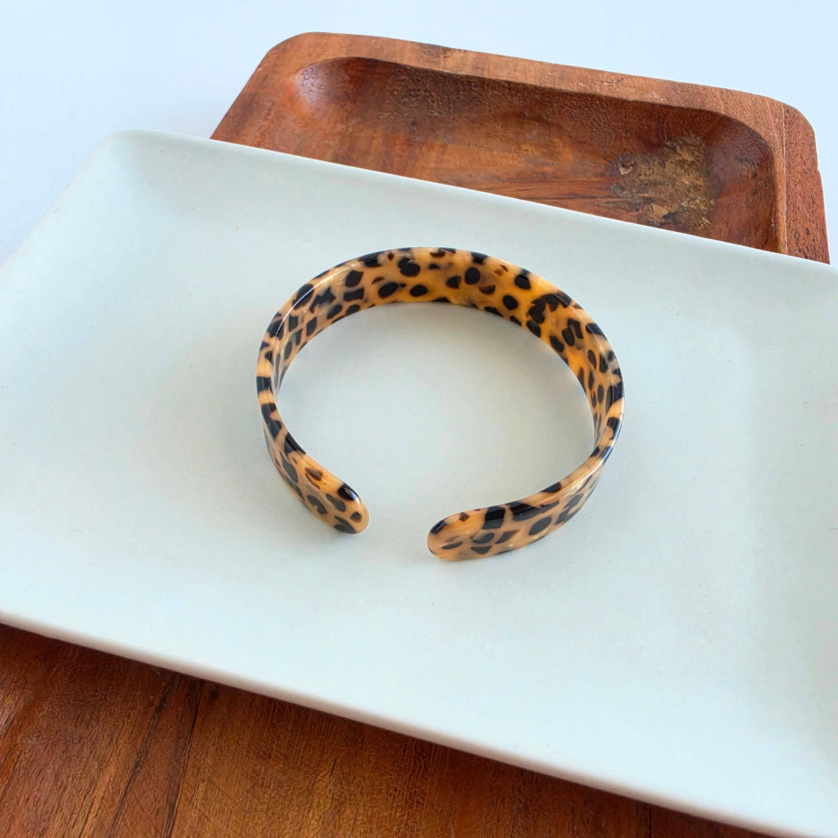 Brynn Bracelet - Cheetah - Small // Acrylic Cuff Bangle