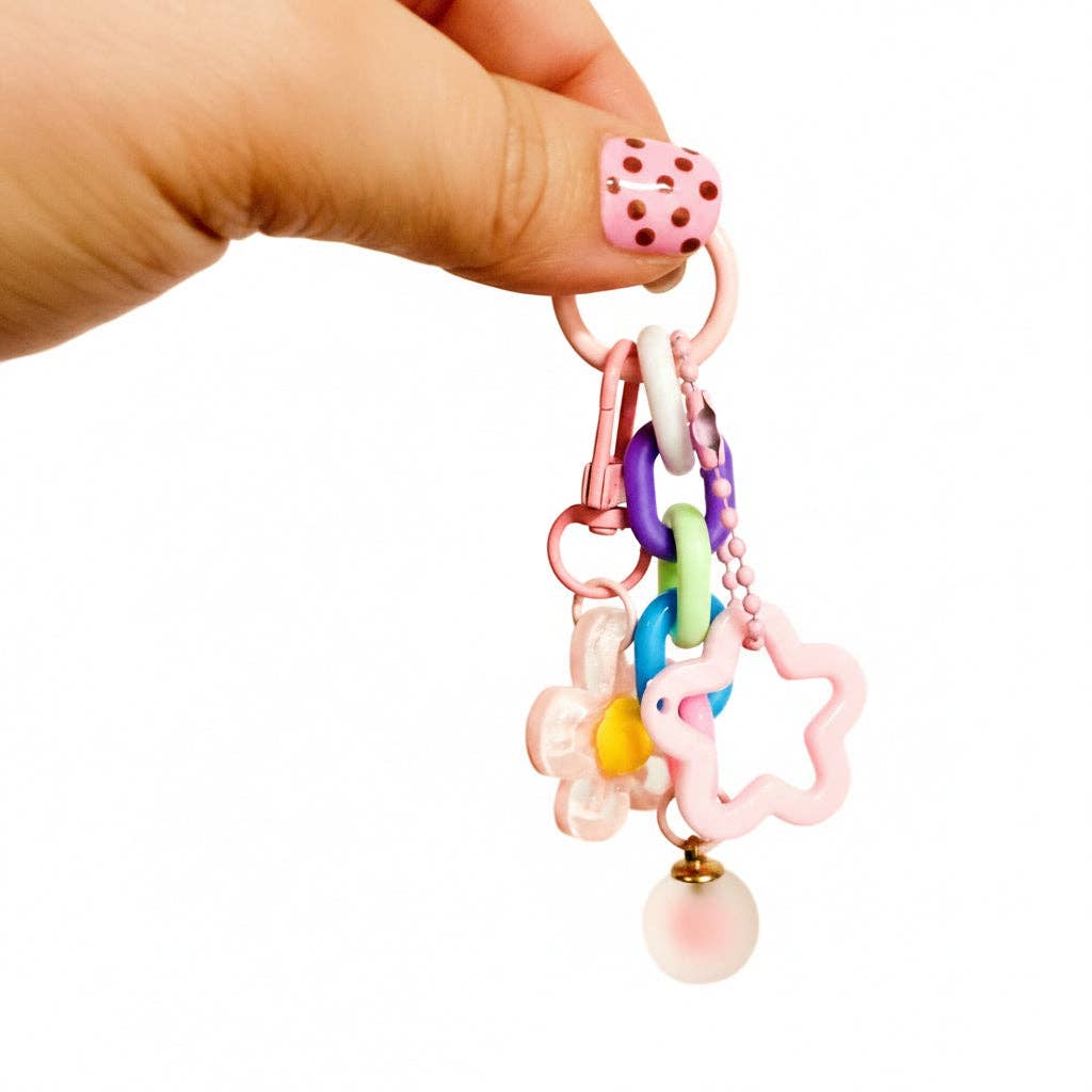 Bag Charm, Acrylic Links and Floral