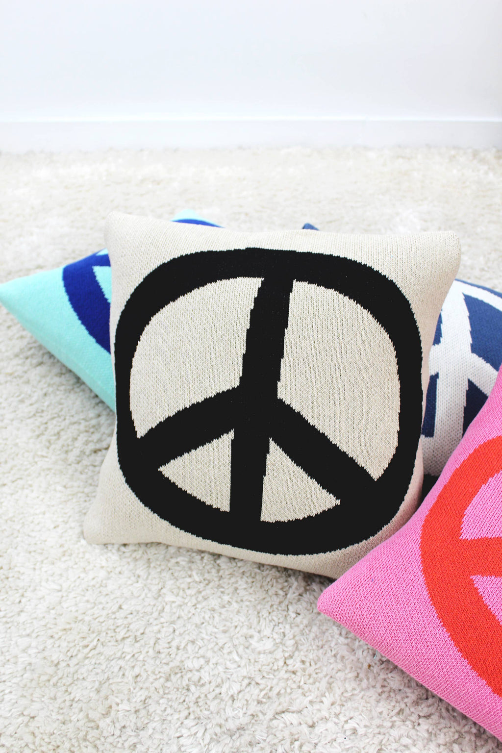Peace Sign Knit Pillow