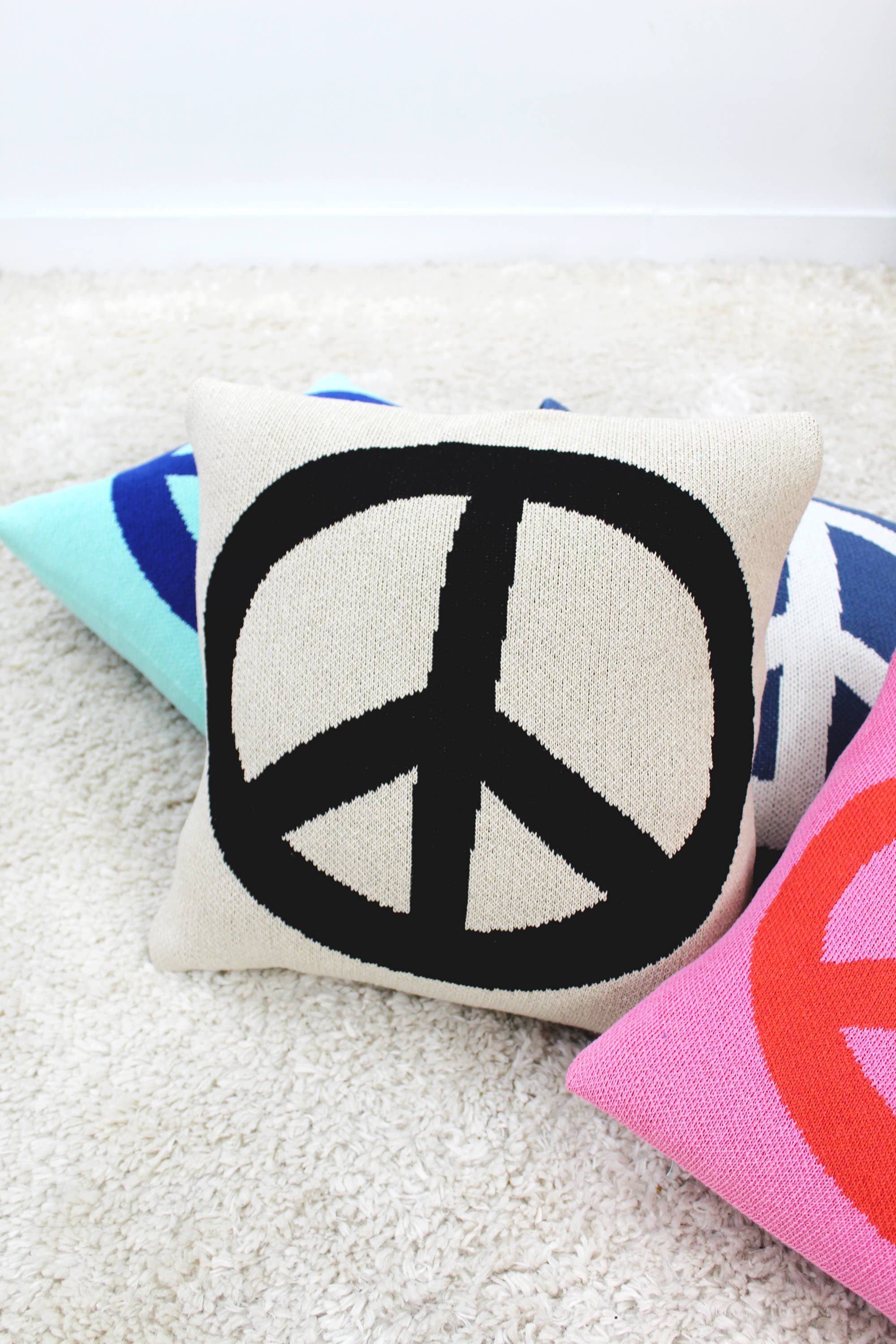 Peace Sign Knit Pillow