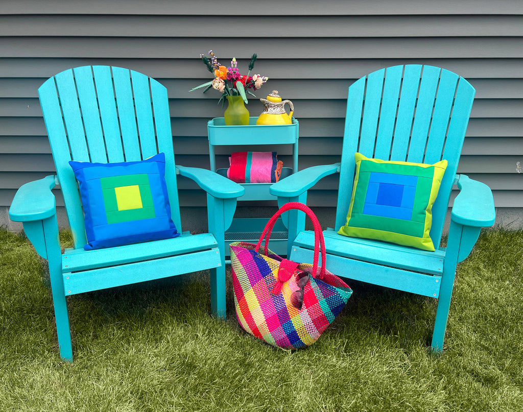 Outdoor Pillow in "Sea" Colorway