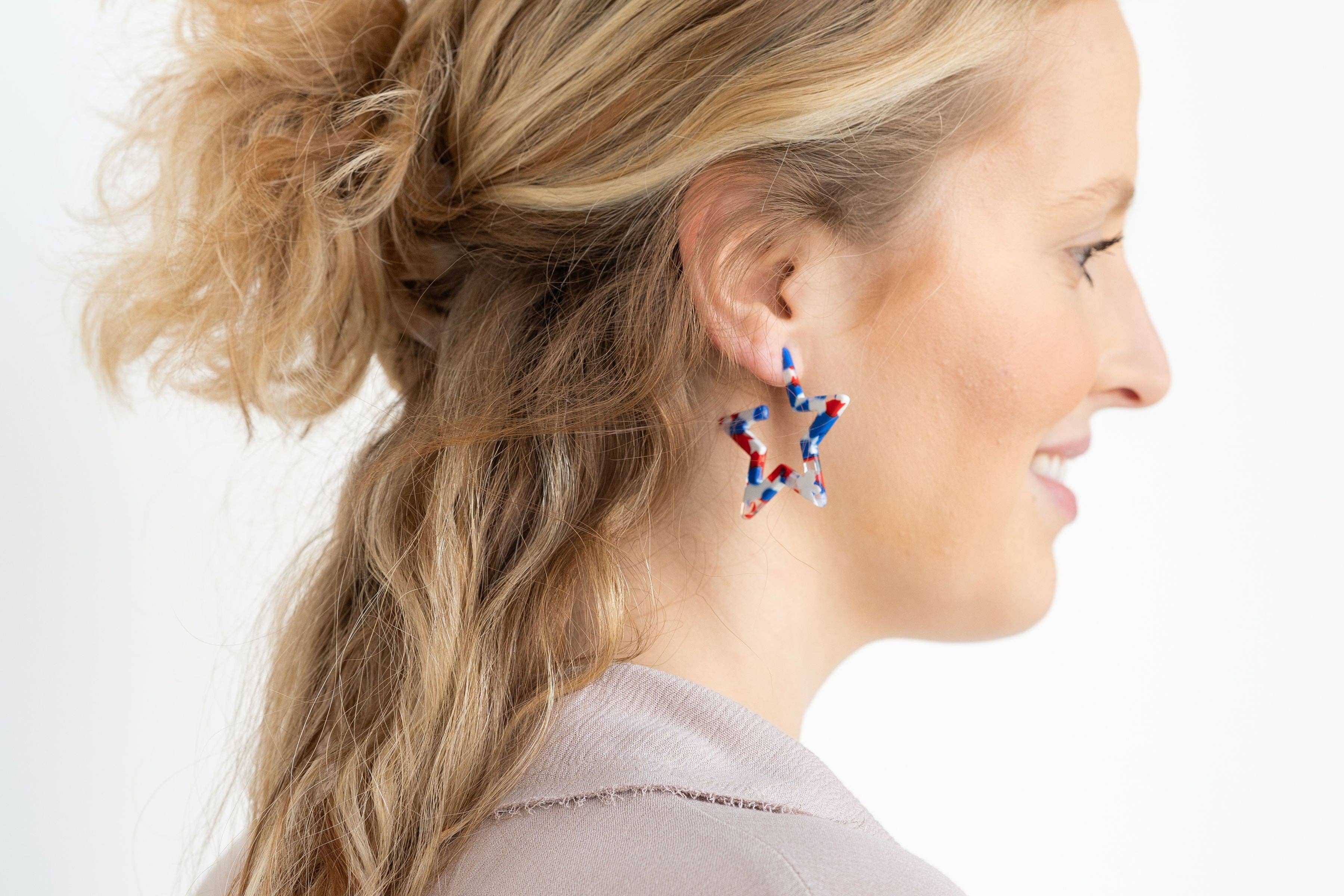 Red, White & Blue Star Hoops