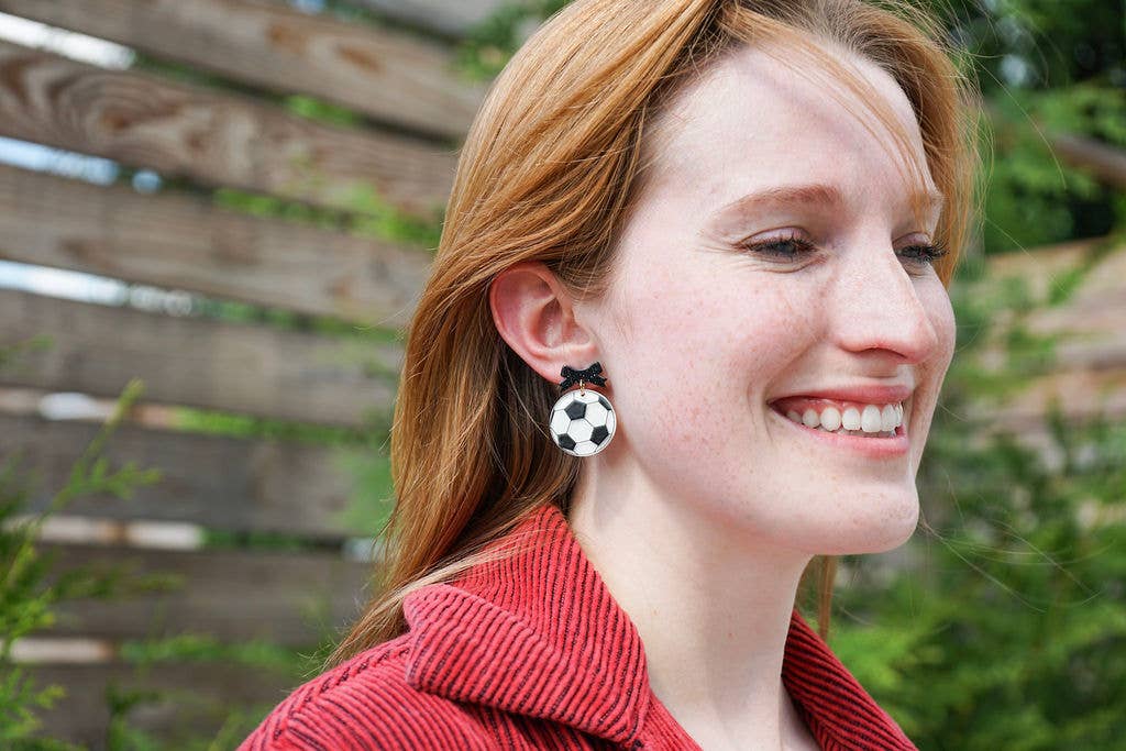 Bow Soccer Ball Earrings // Jewelry, Game Day