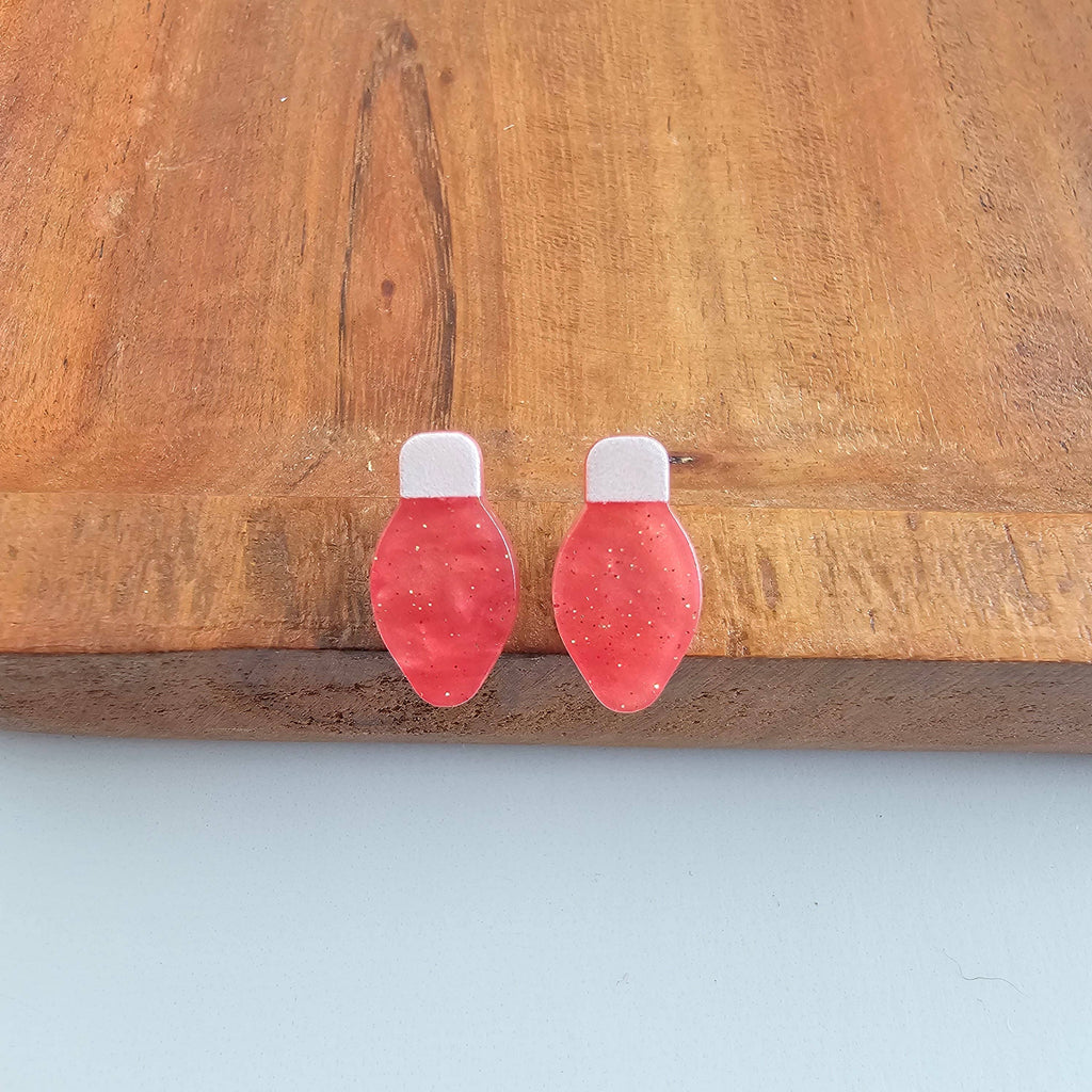 Red Shimmer Christmas Light Studs