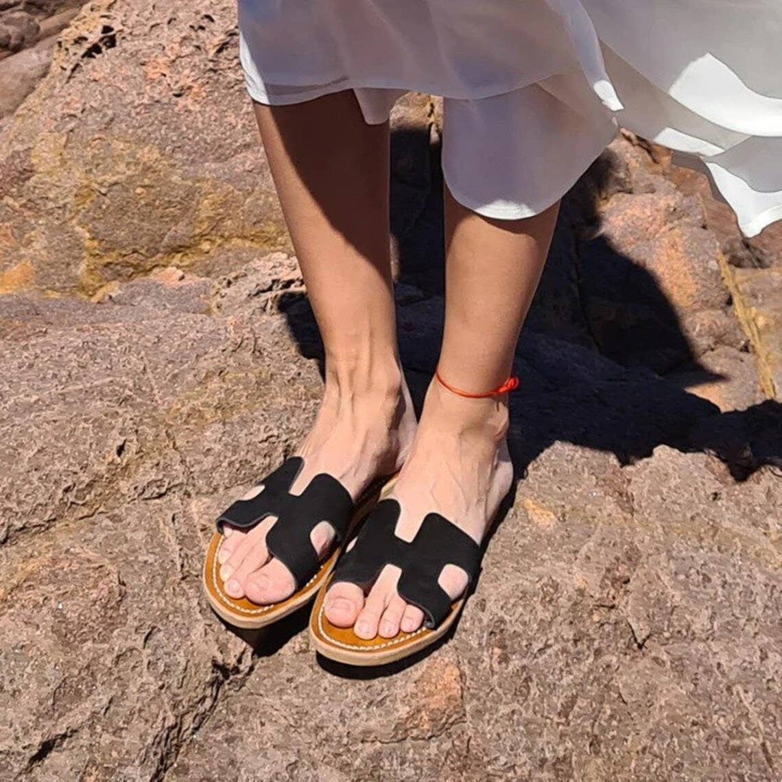 Moroccan Black Suede Sandals