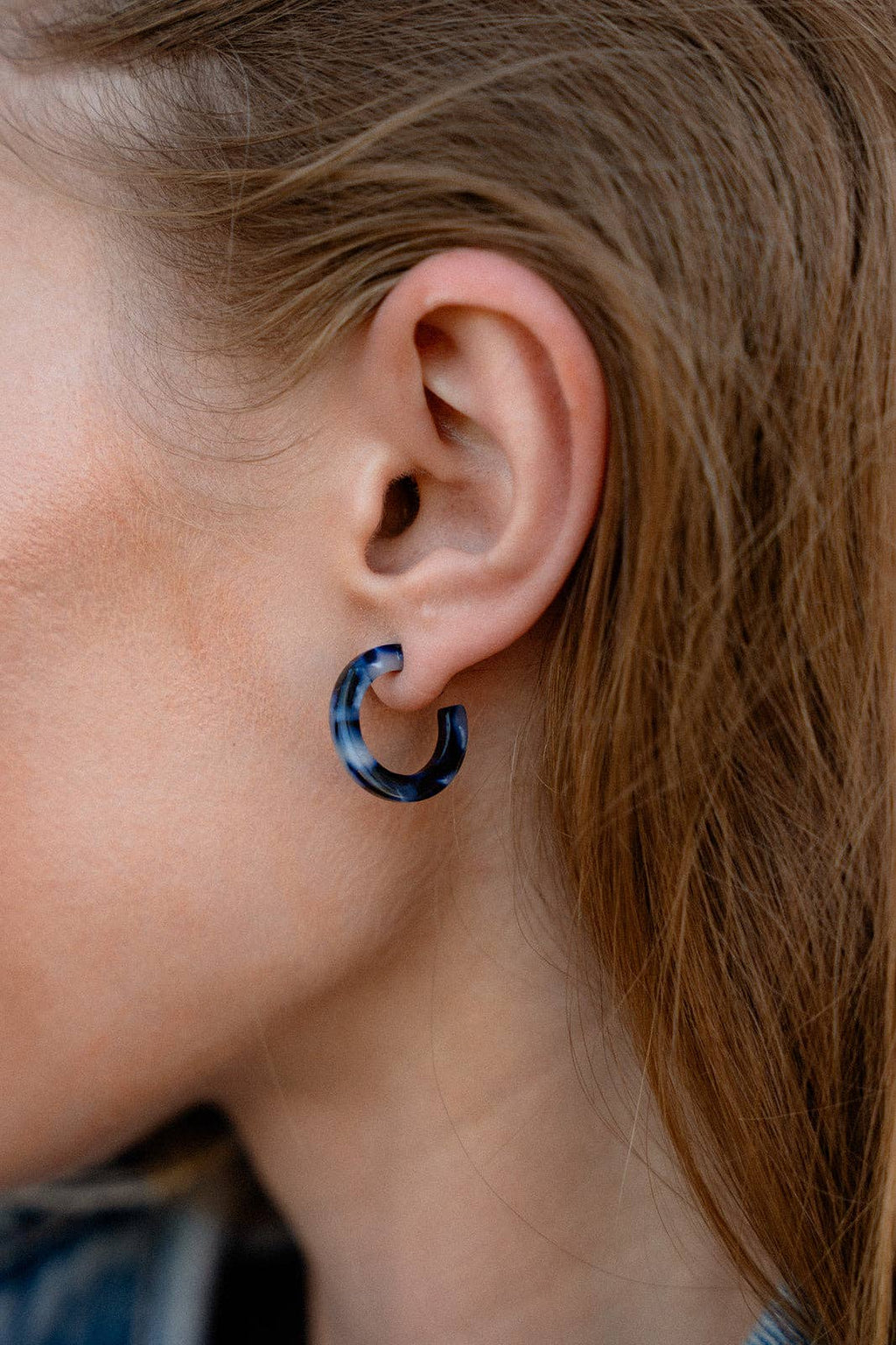 Micro Hoops - Midnight Marble // Fall, Earrings, Jewelry