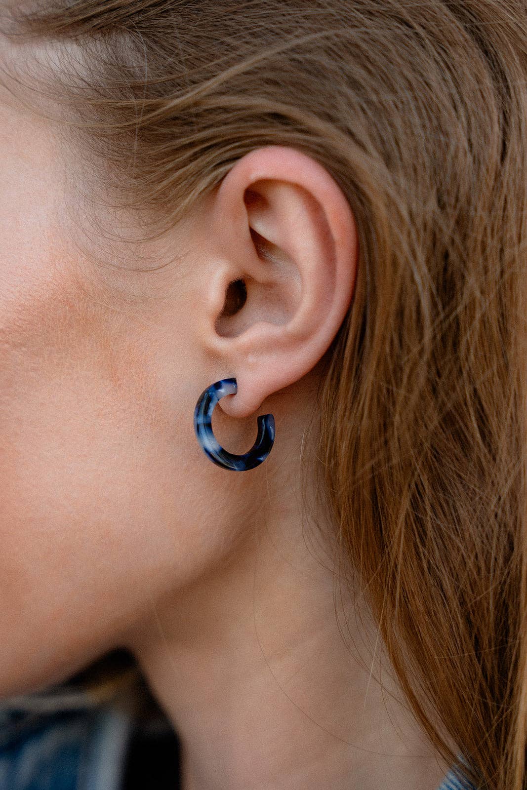 Micro Hoops - Midnight Marble // Fall, Earrings, Jewelry