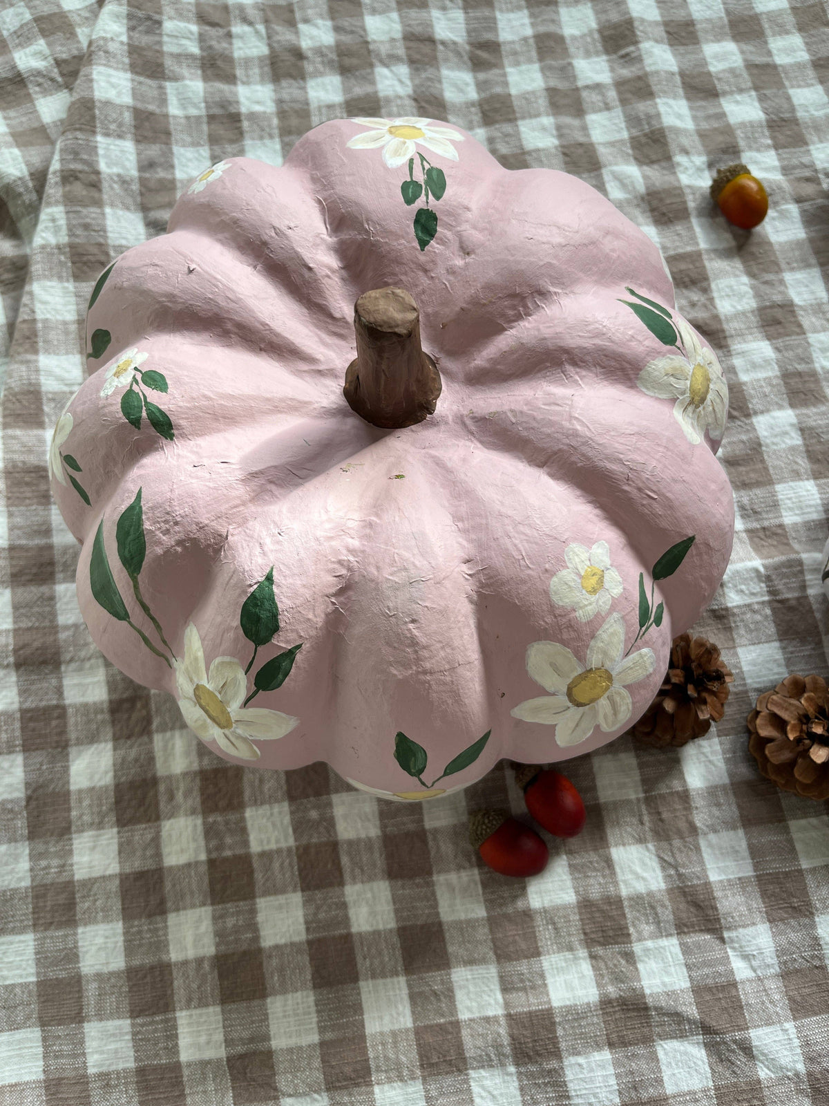 Large Pink Hand-Painted Pumpkin
