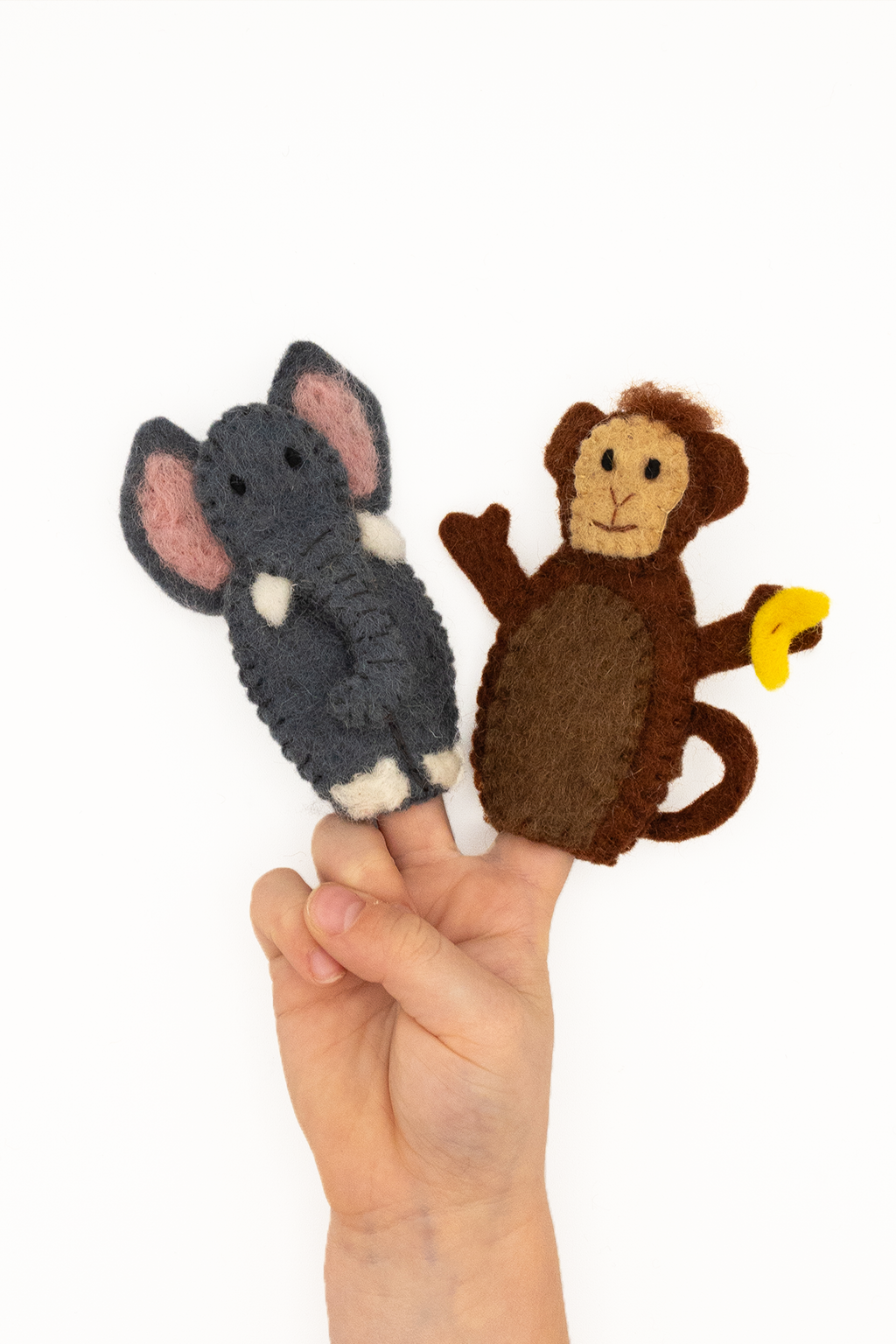 Finger Puppet - Elephant and Monkey (Safari Animals) 