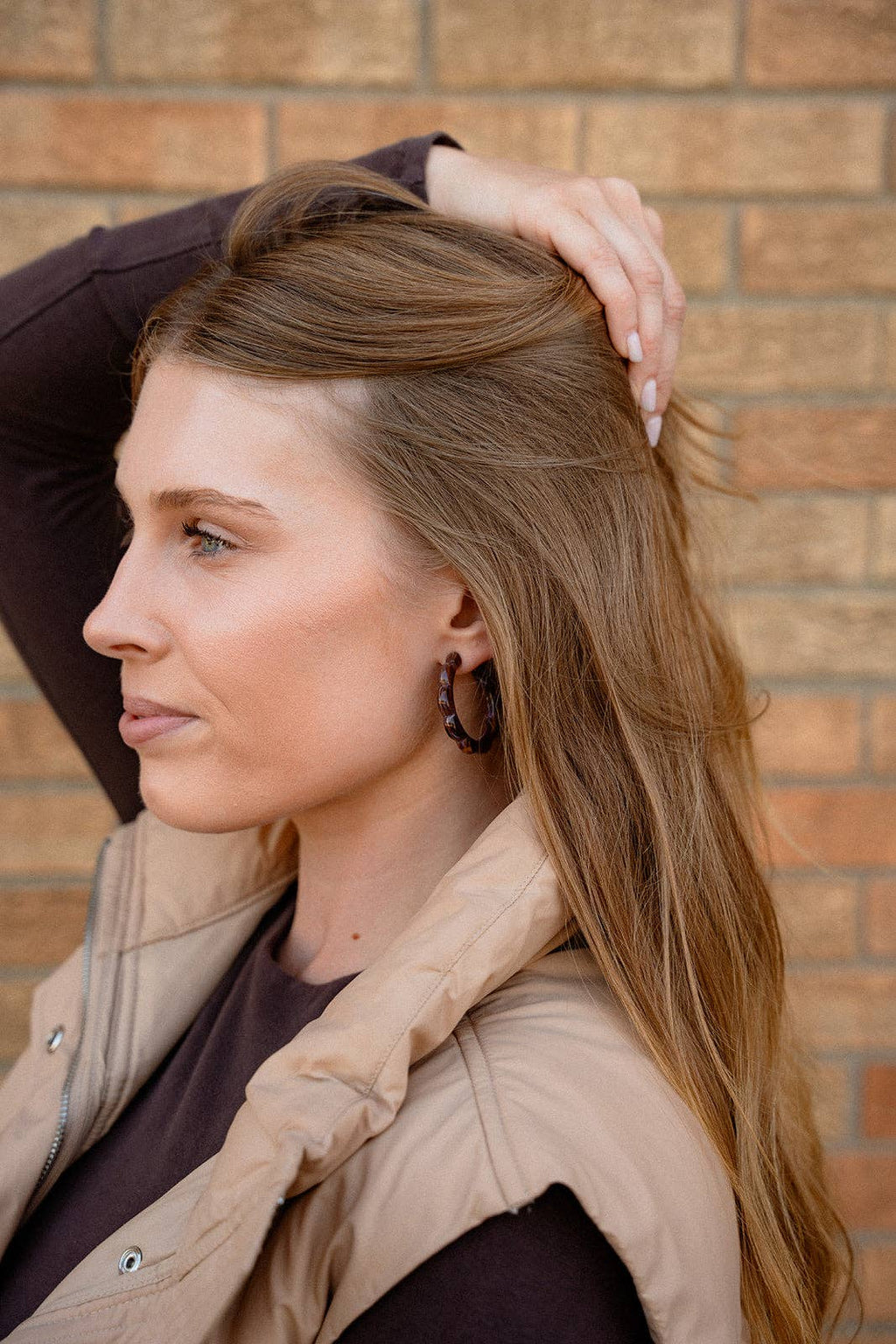 Scarlett Hoops - Cocoa Brown // Fall, Resin, Earrings