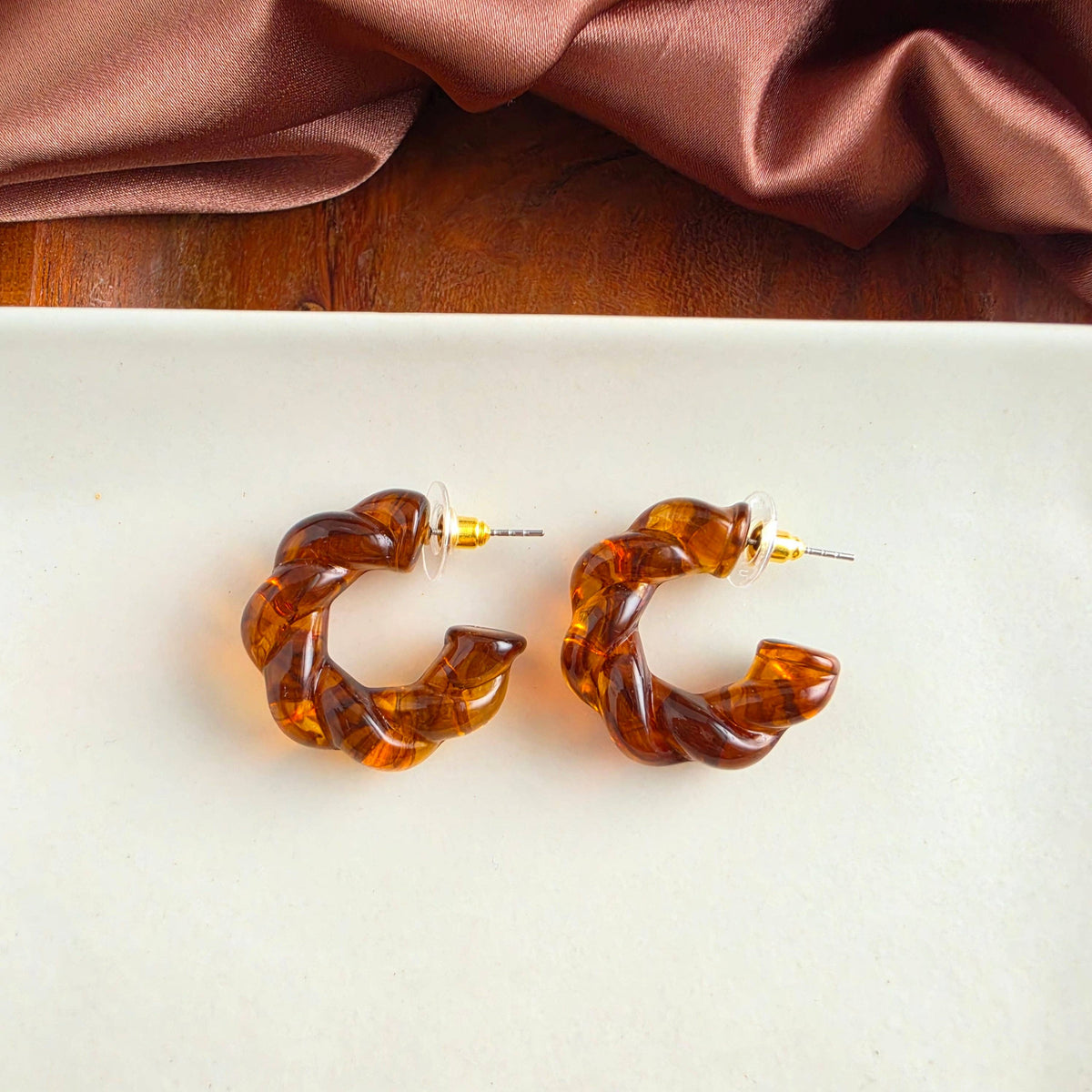 Ramona Hoops - Amber // Fall, Resin, Earrings, Jewelry