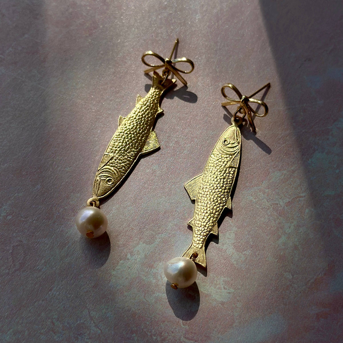Sardine Pearl Coquette Fish Earrings