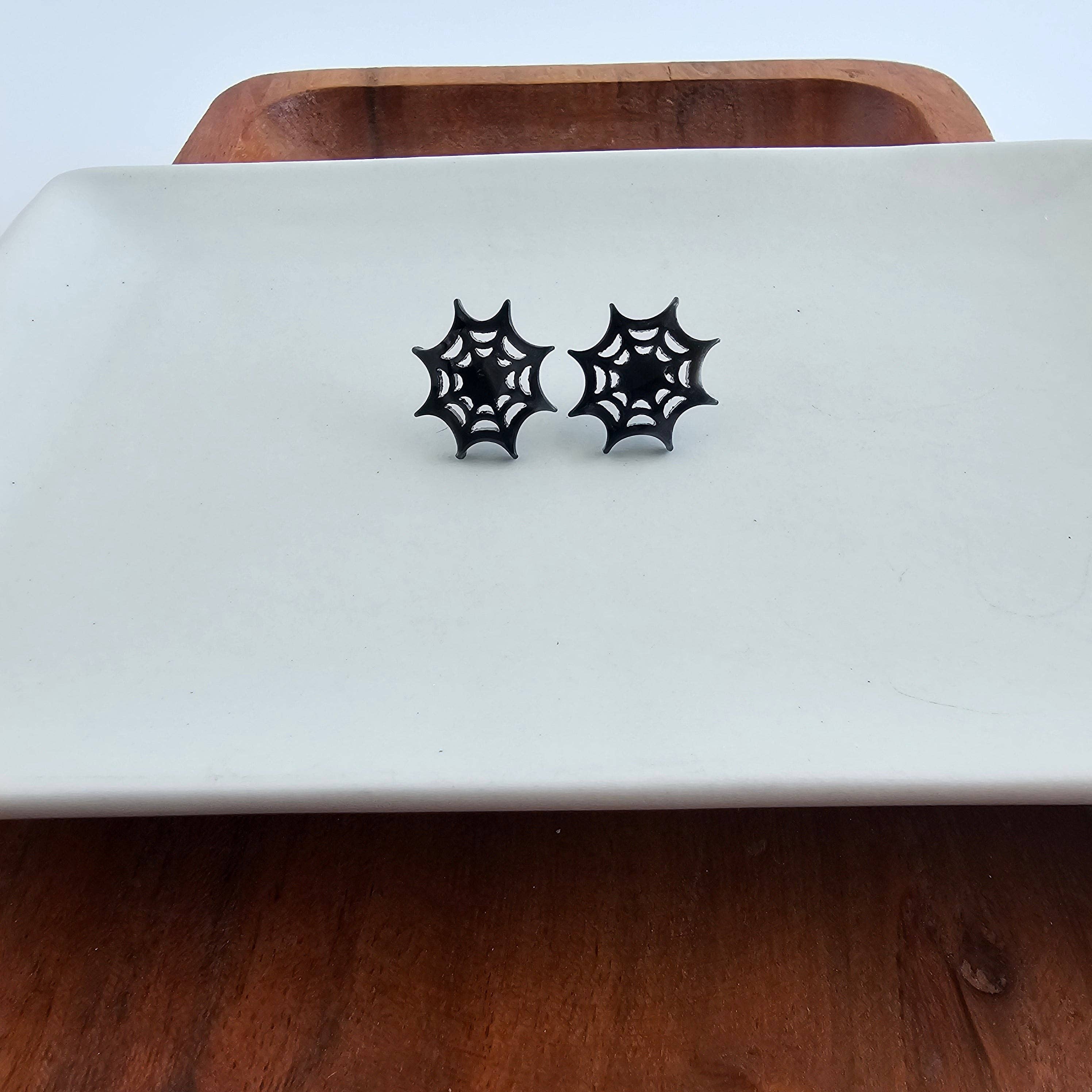 Black Spider Web Studs