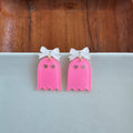 Pink Glitter Bow Ghost Earrings