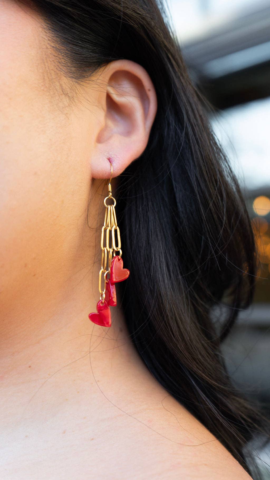 Heartstring Earrings - Red // Valentine's Day Jewelry