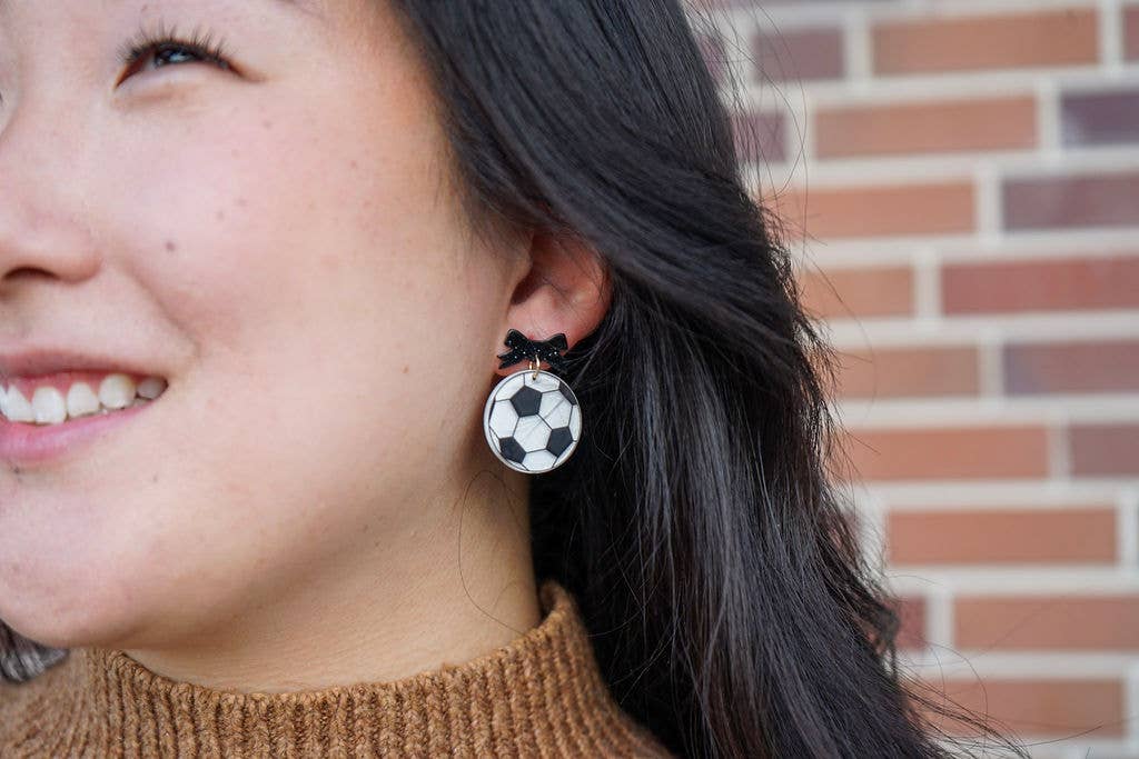Bow Soccer Ball Earrings // Jewelry, Game Day