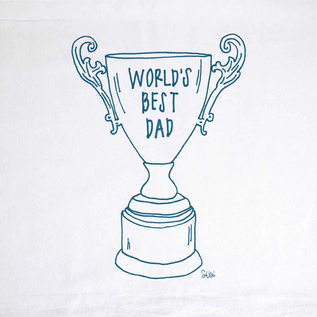 World's Best Dad Trophy Tea Towel