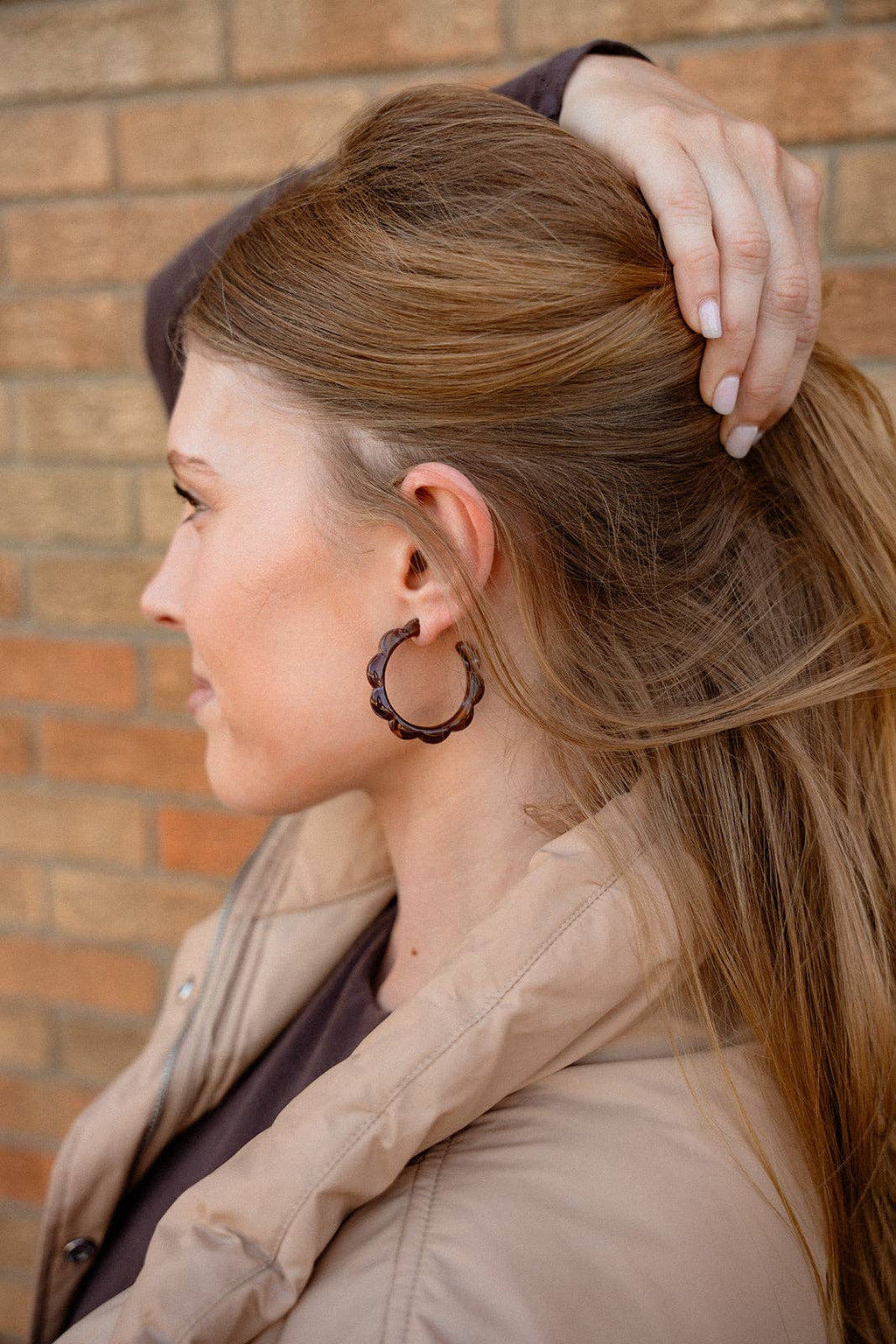 Scarlett Hoops - Cocoa Brown // Fall, Resin, Earrings