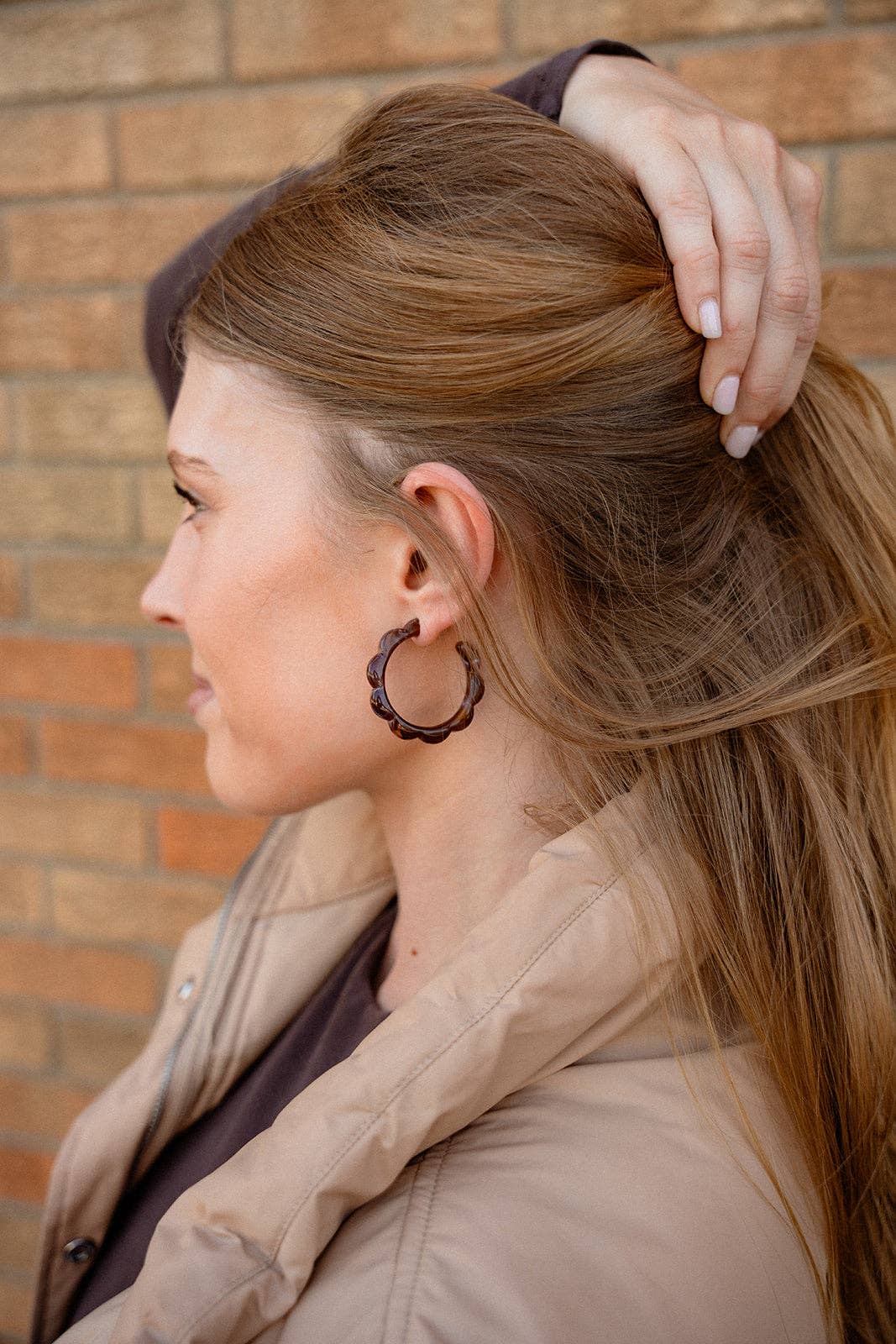Scarlett Hoops - Cocoa Brown // Fall, Resin, Earrings