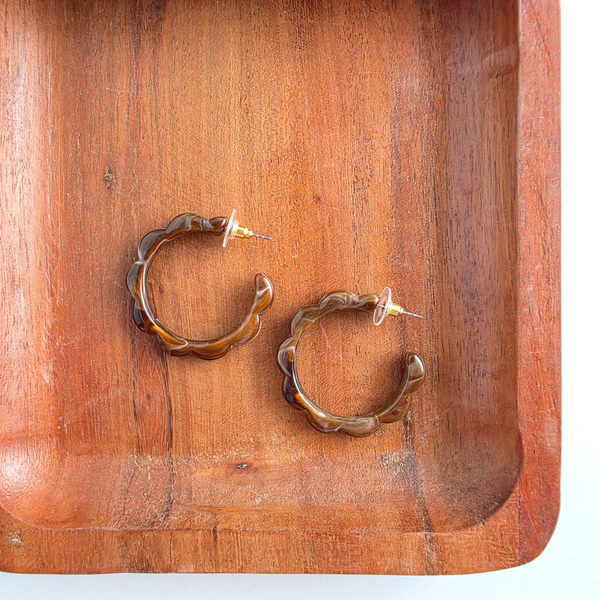Scarlett Hoops - Cocoa Brown // Fall, Resin, Earrings