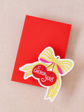Cherish You Bow Cherry Mini Greeting Card
