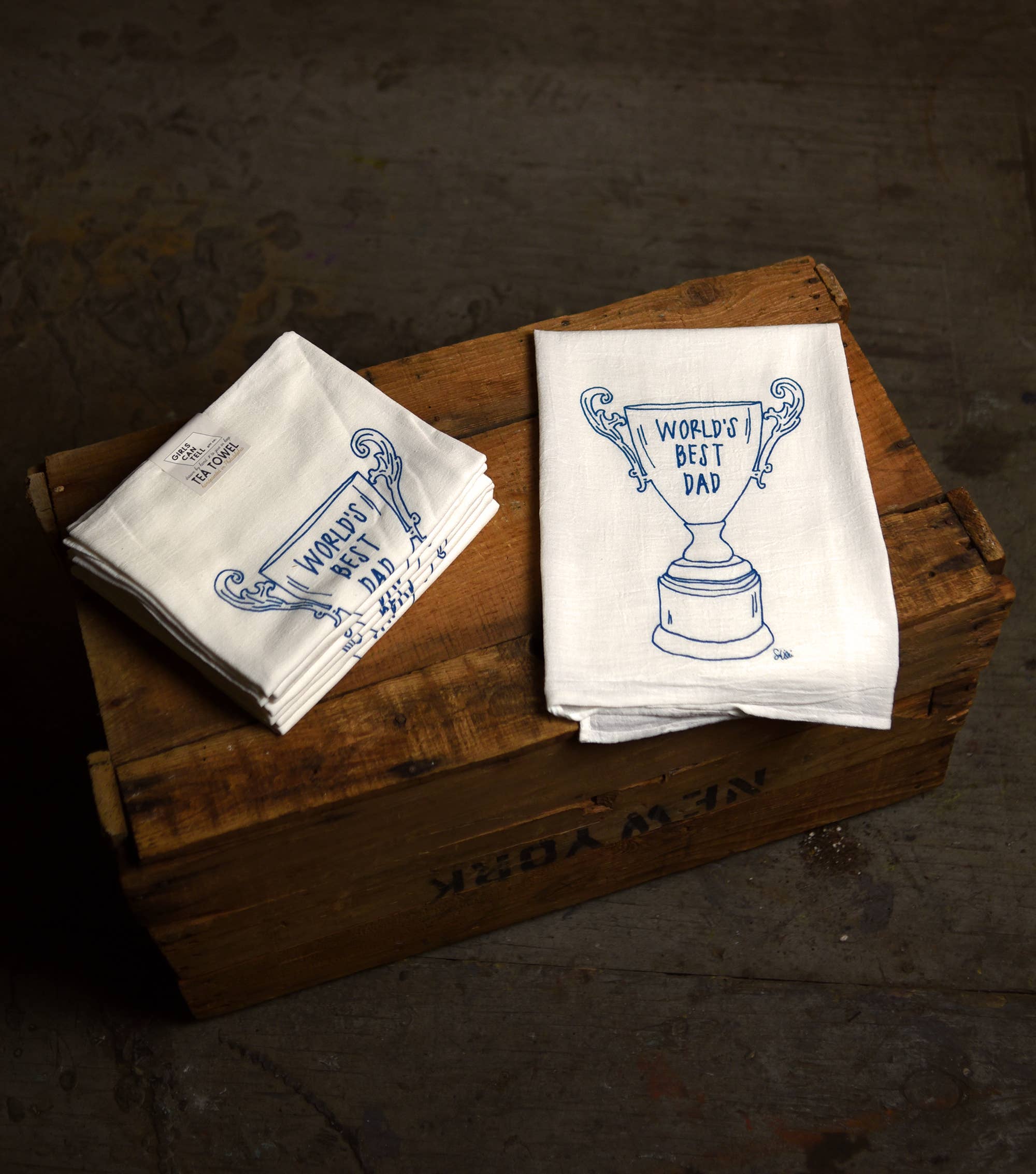 World's Best Dad Trophy Tea Towel