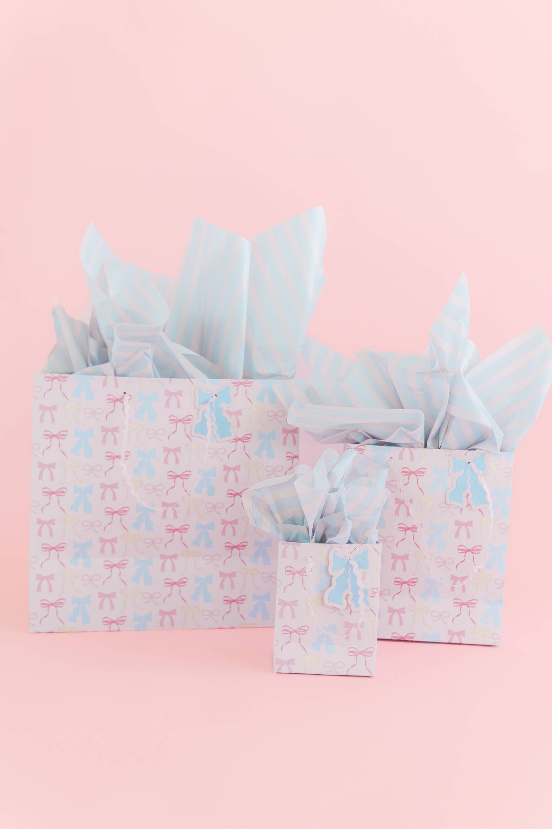 Pastel Blue/Blush Stripe Tissue Paper - Pack of 8 Sheets