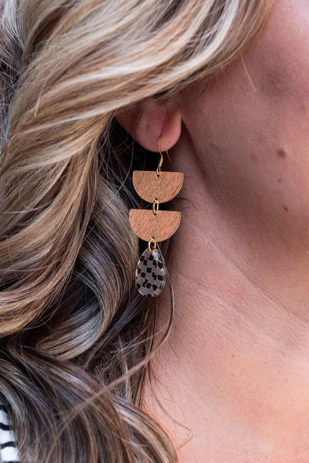 Black Shimmer Checker Aria Earrings
