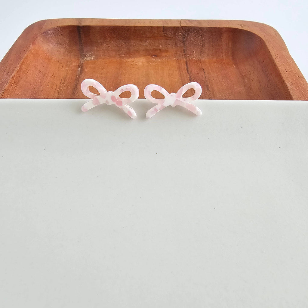 Powder Pink Dot Bowie Studs