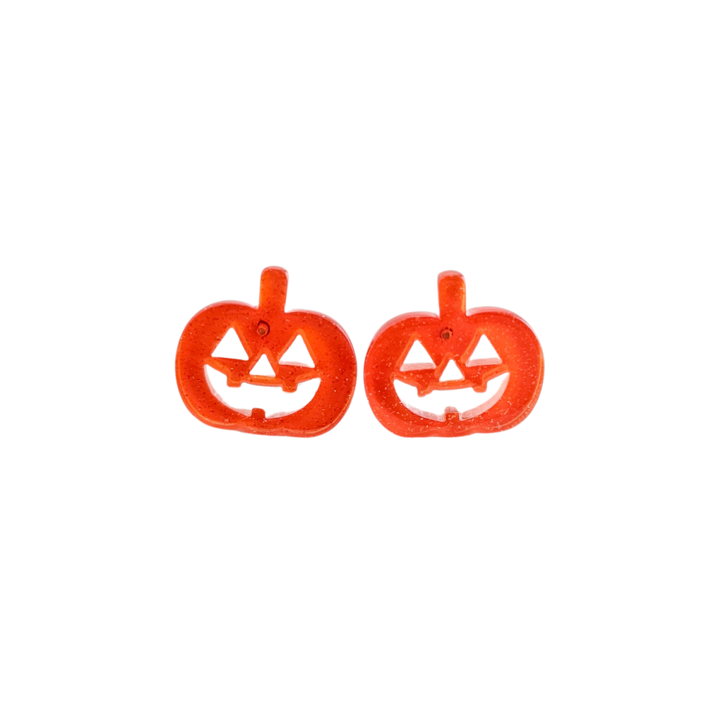 Orange Glitter Jack O' Lantern Pumpkin Studs