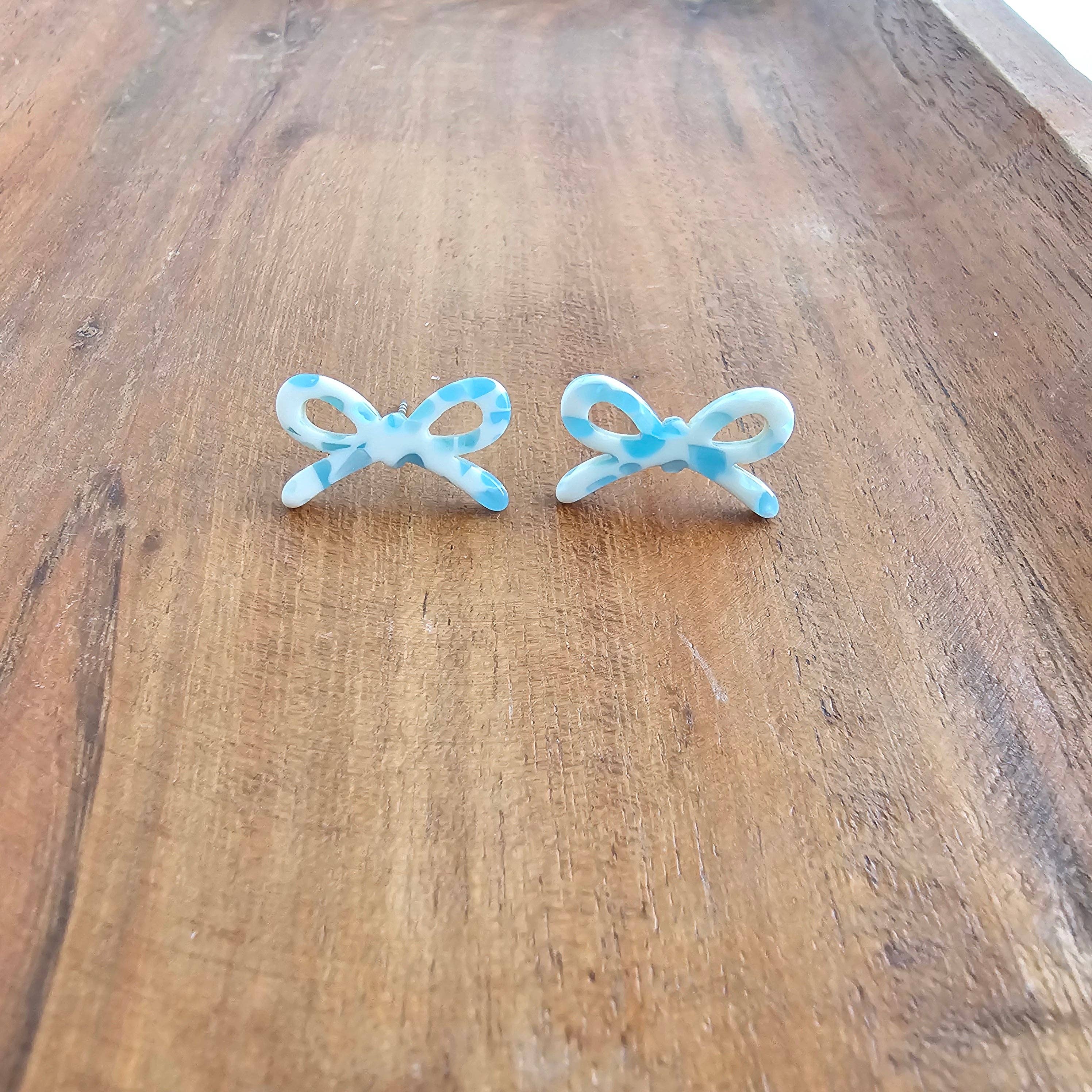 Pastel Blue Dot Bowie Studs