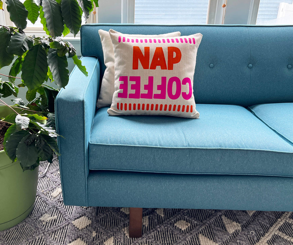 Conundrum Pillow - Coffee/Nap