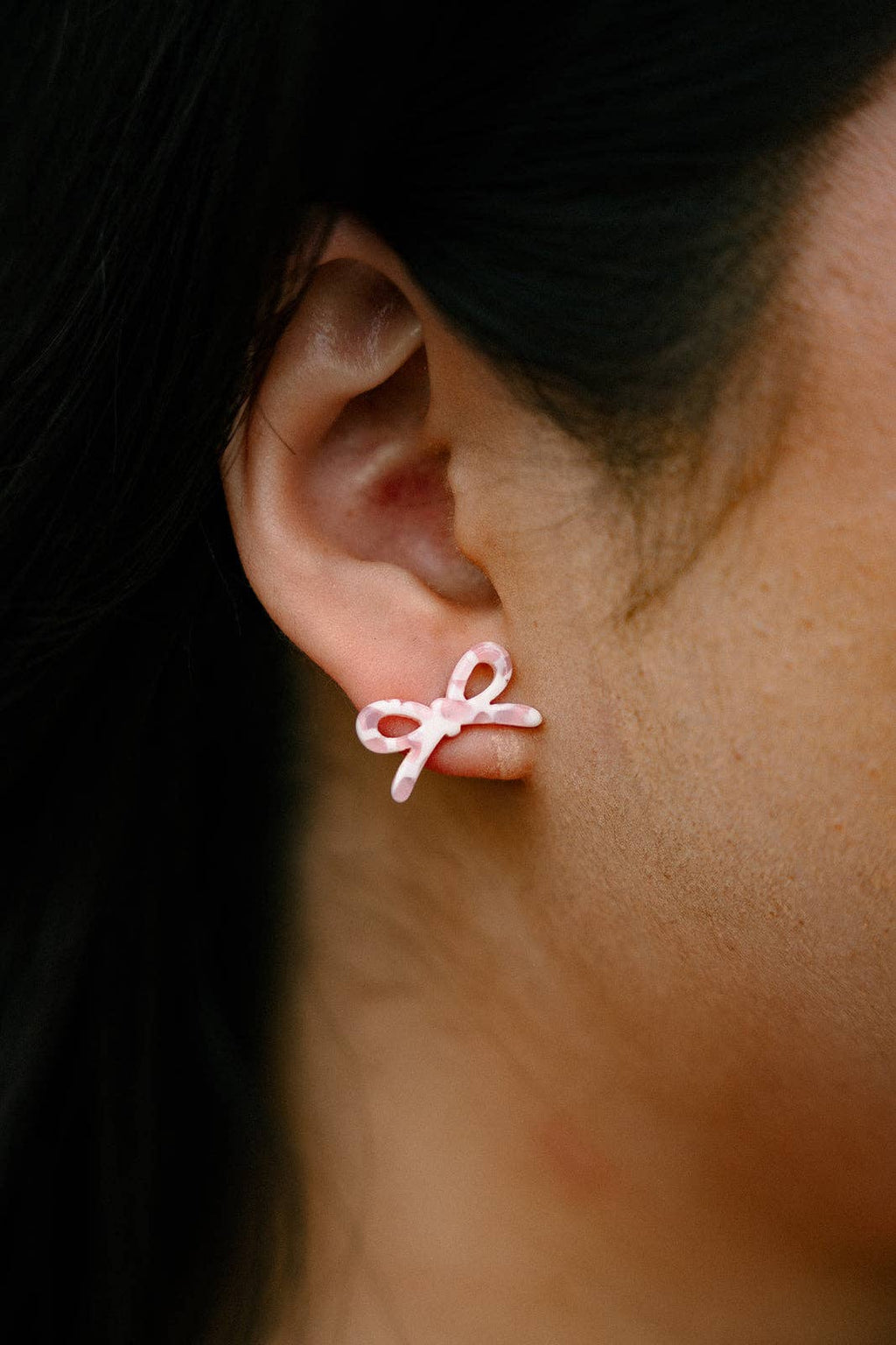 Powder Pink Dot Bowie Studs