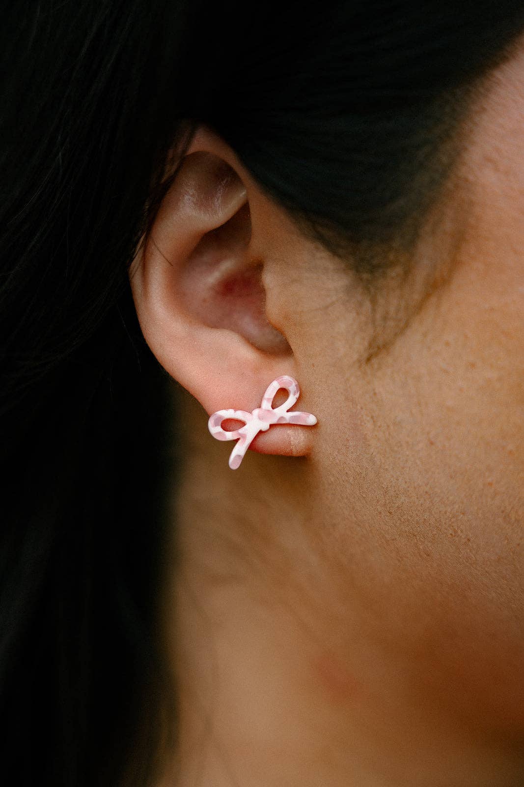 Powder Pink Dot Bowie Studs