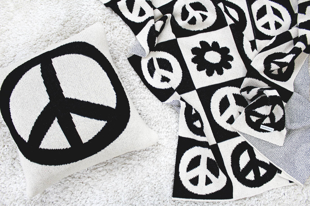 Peace Sign Knit Pillow
