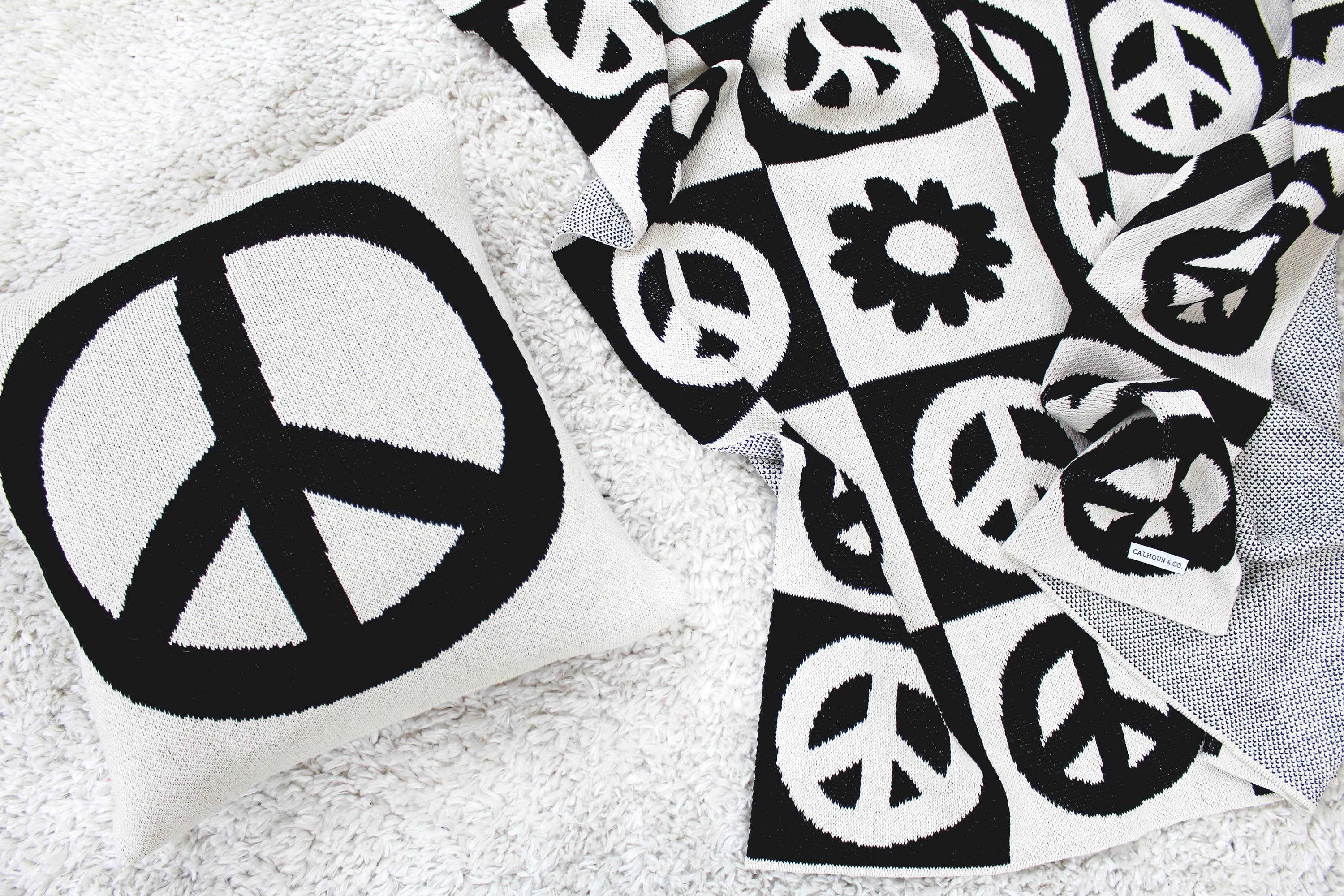 Peace Sign Knit Pillow
