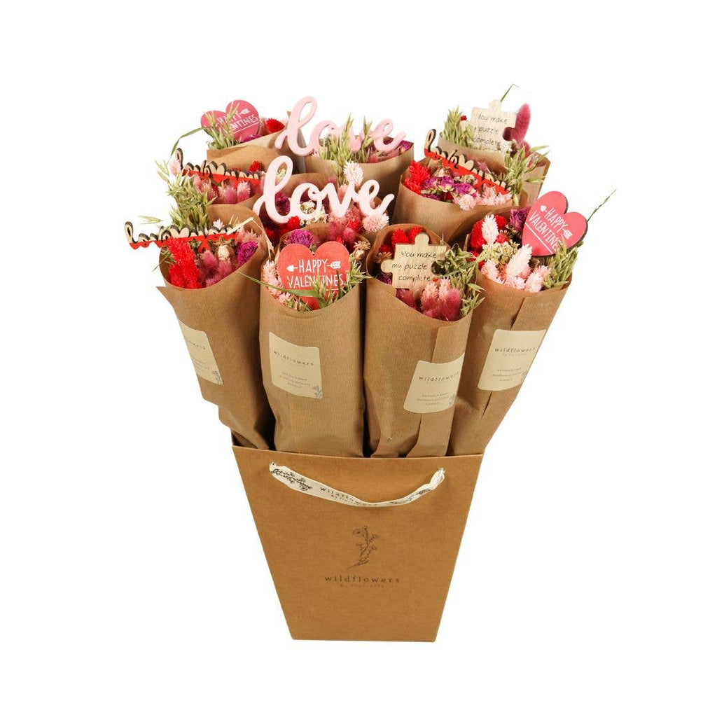 Dried Flowers - Market Bouquet - Red Allure w/ Vday Picks