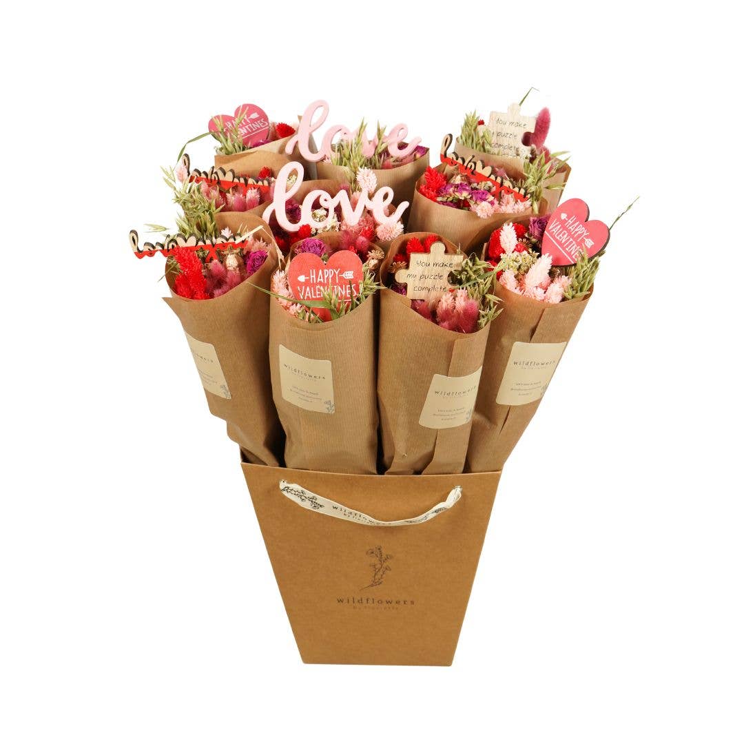 Dried Flowers - Market Bouquet - Red Allure w/ Vday Picks