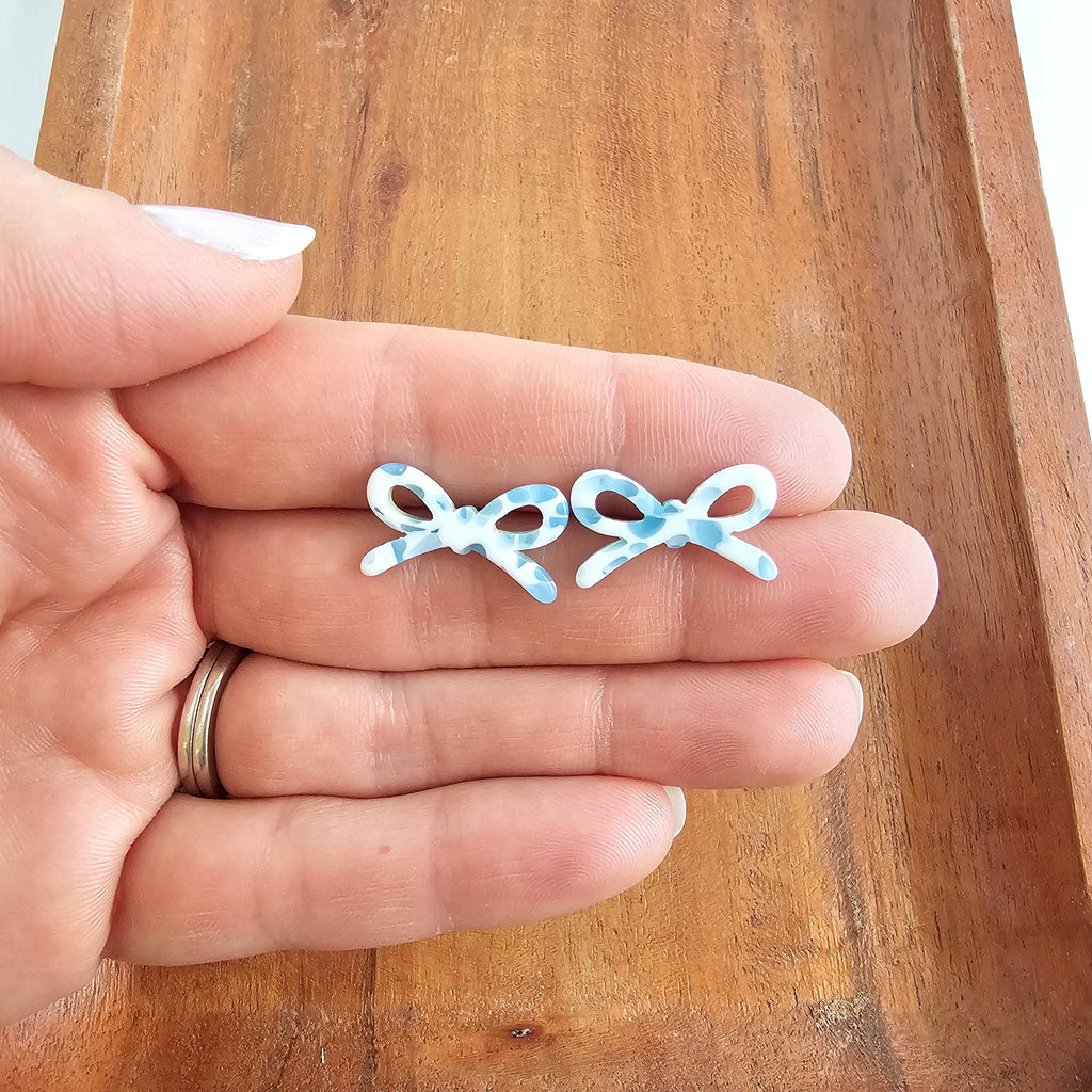 Pastel Blue Dot Bowie Studs