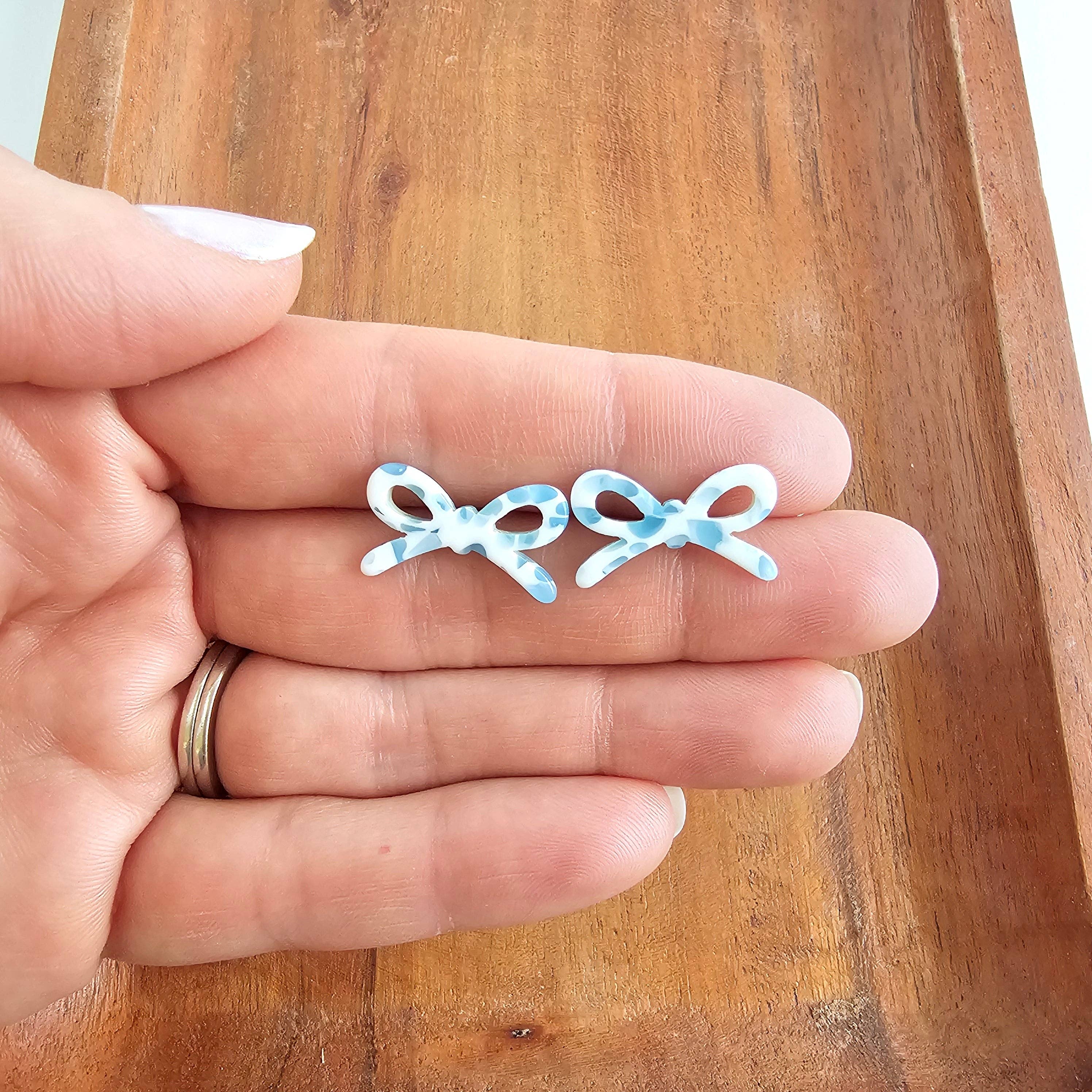 Pastel Blue Dot Bowie Studs