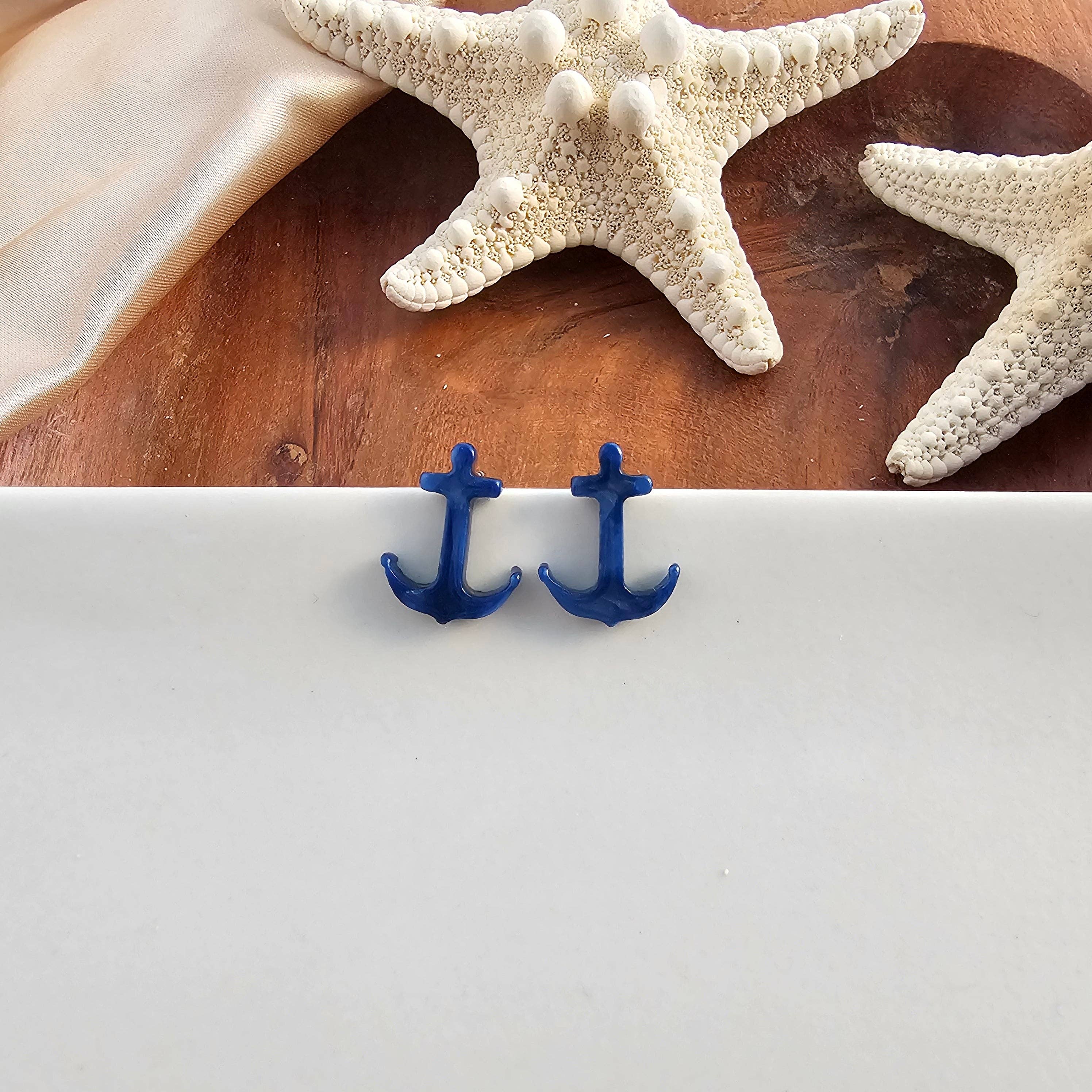 Nautical Anchor Studs - Navy