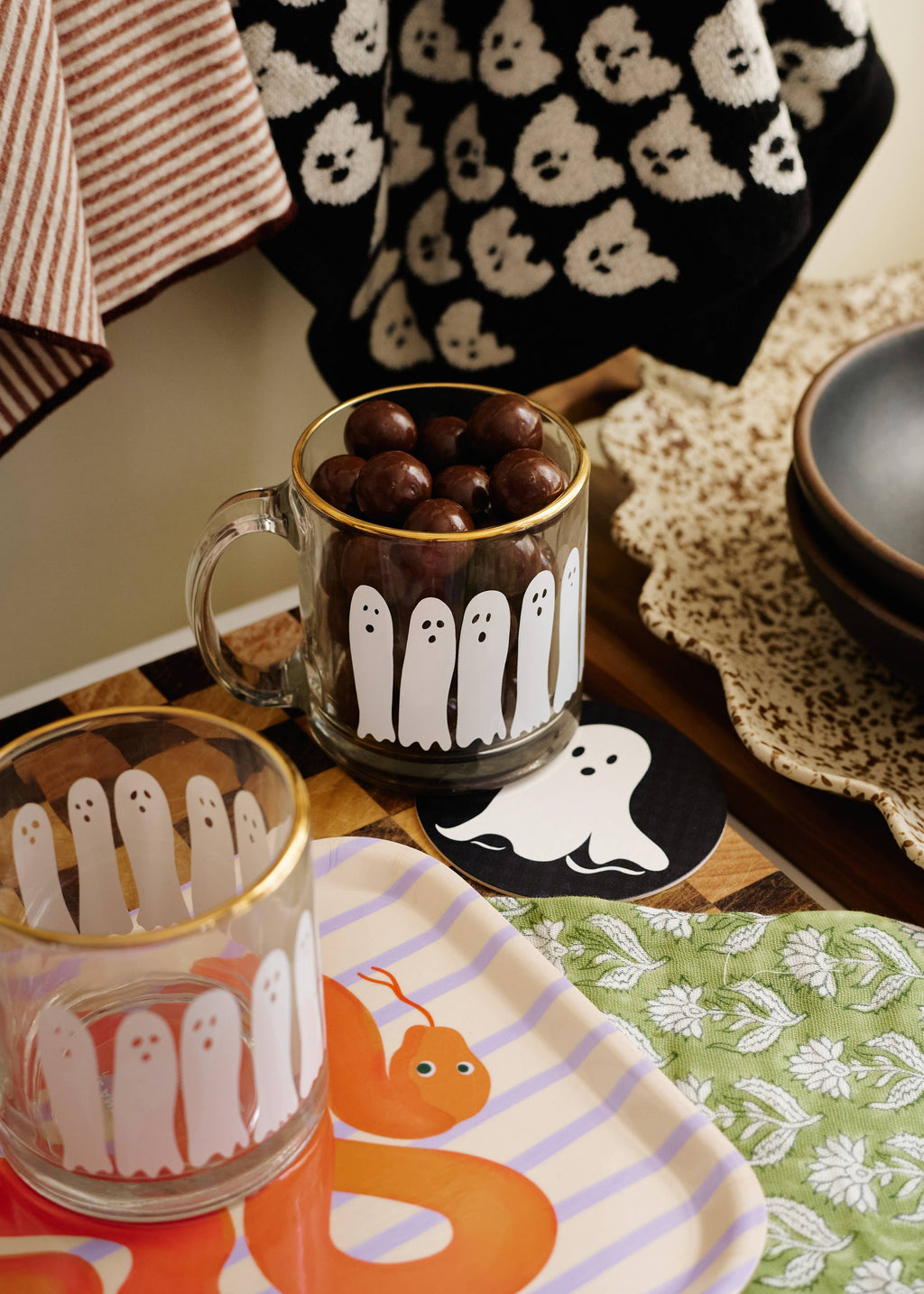 Boo Ghost Gold Rimmed Glass Coffee Mug
