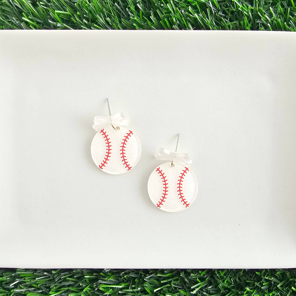 Bow Baseball Earrings // Jewelry, Earrings, Game Day