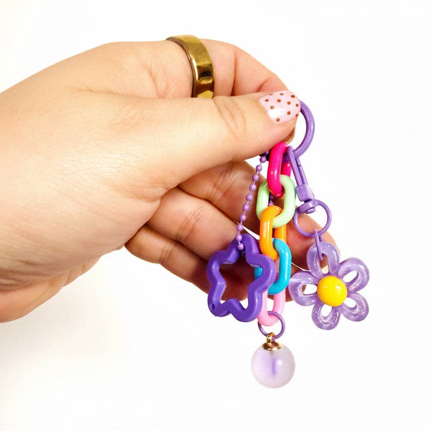 Bag Charm, Acrylic Links and Floral