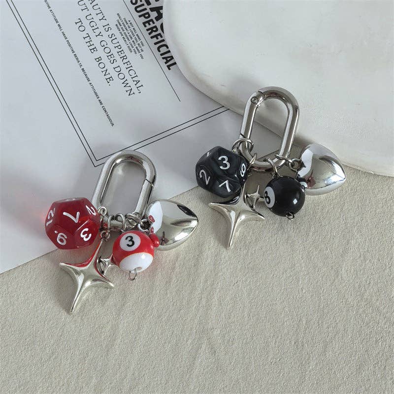 Keychain, Carabiner 8 ball and dice
