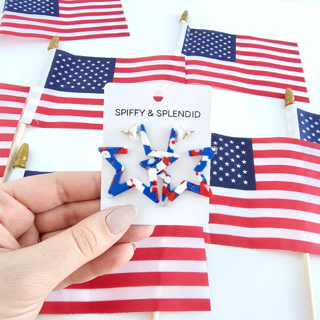 Red, White & Blue Star Hoops