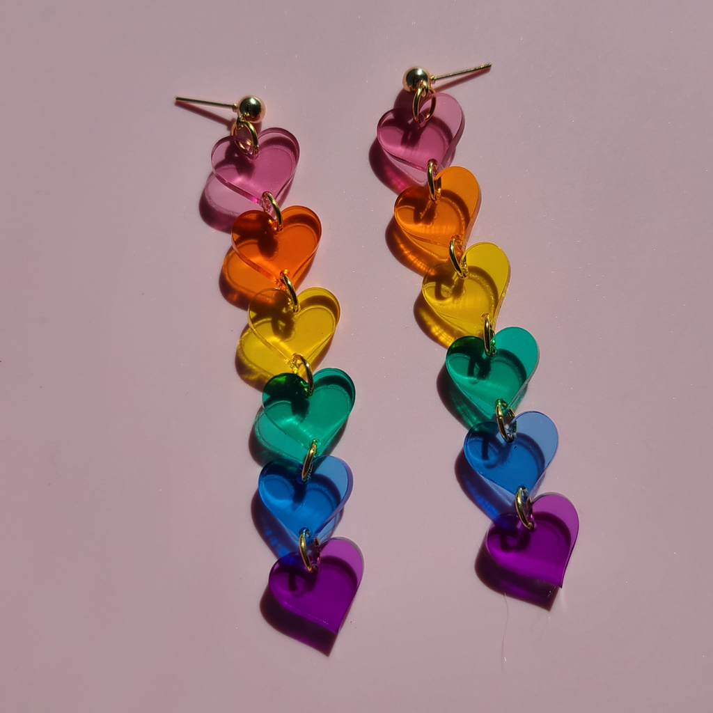 Rainbow Hearts with Translucent Acrylic