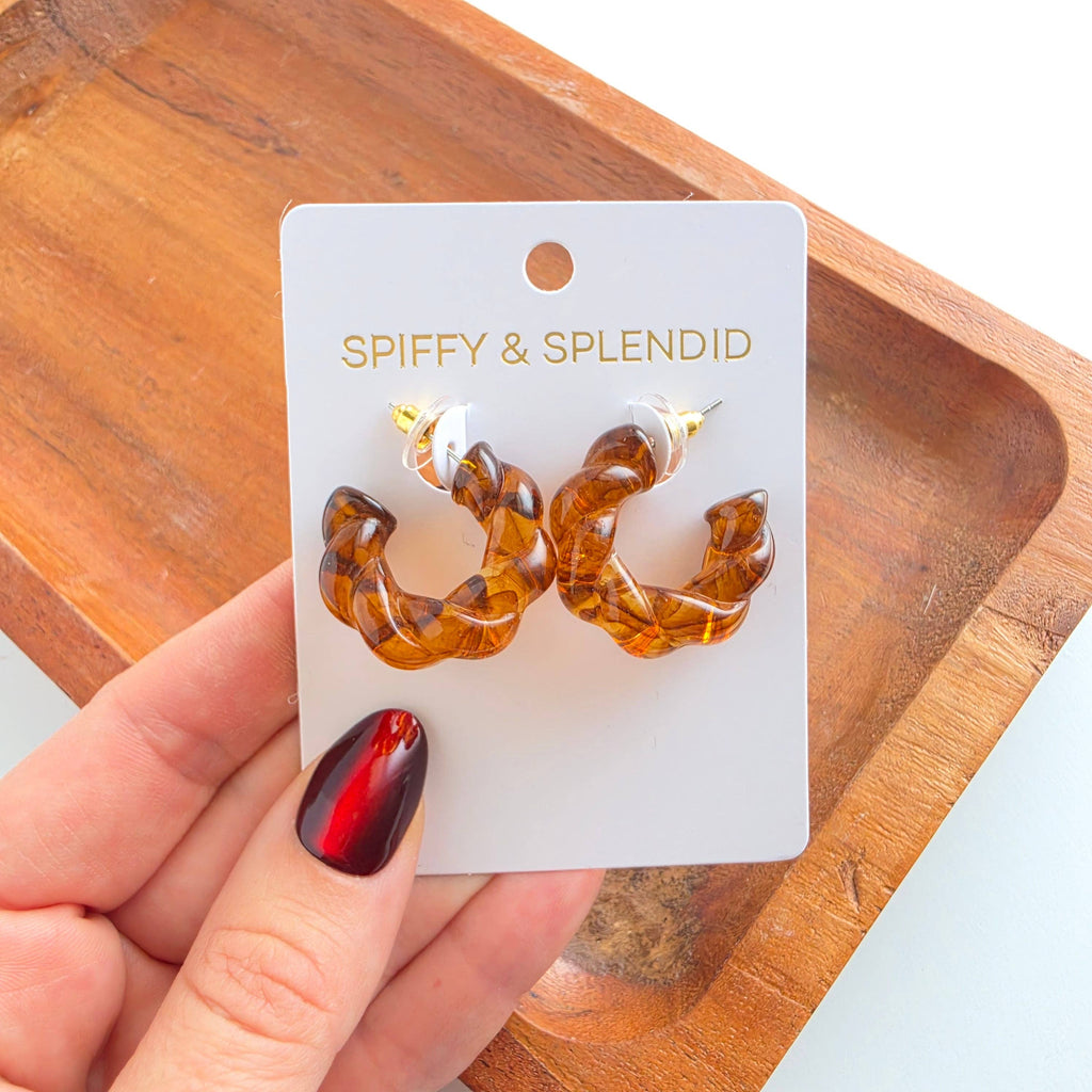 Ramona Hoops - Amber // Fall, Resin, Earrings, Jewelry