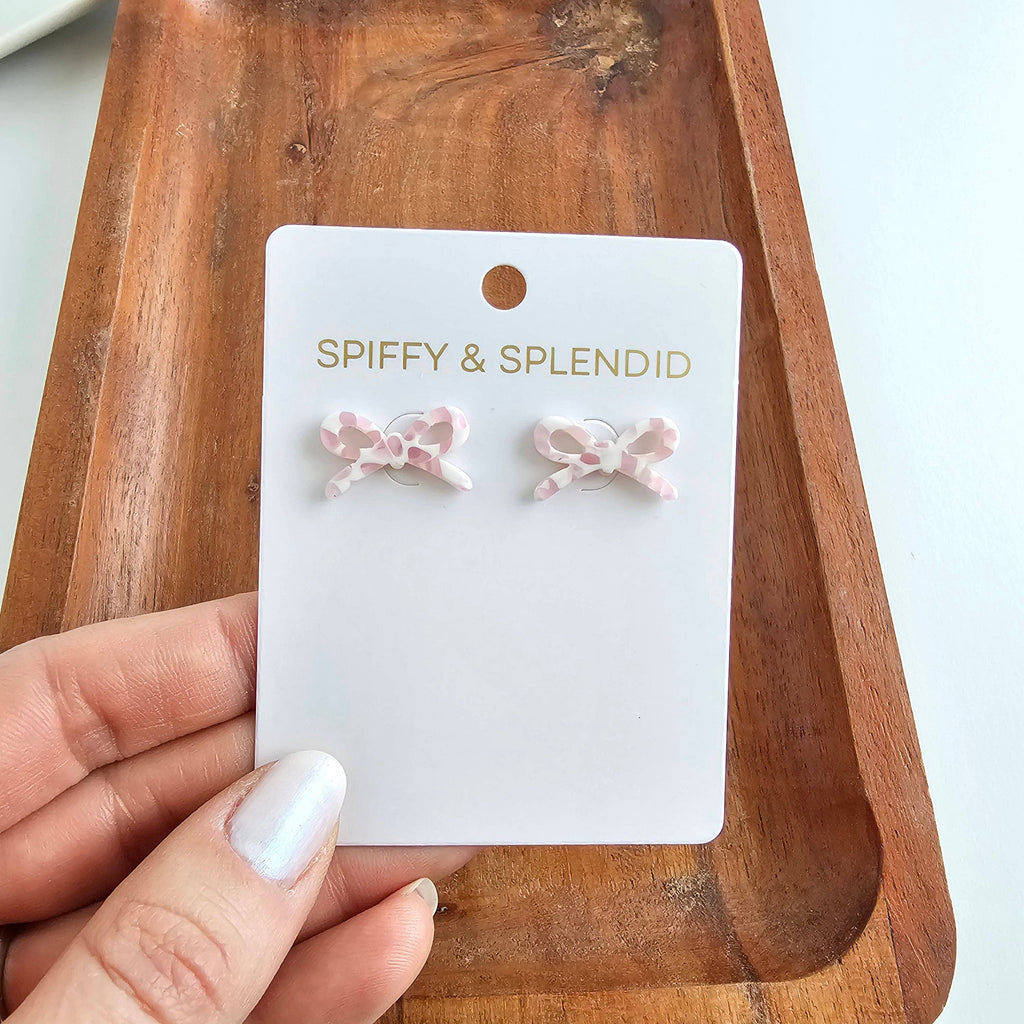 Powder Pink Dot Bowie Studs