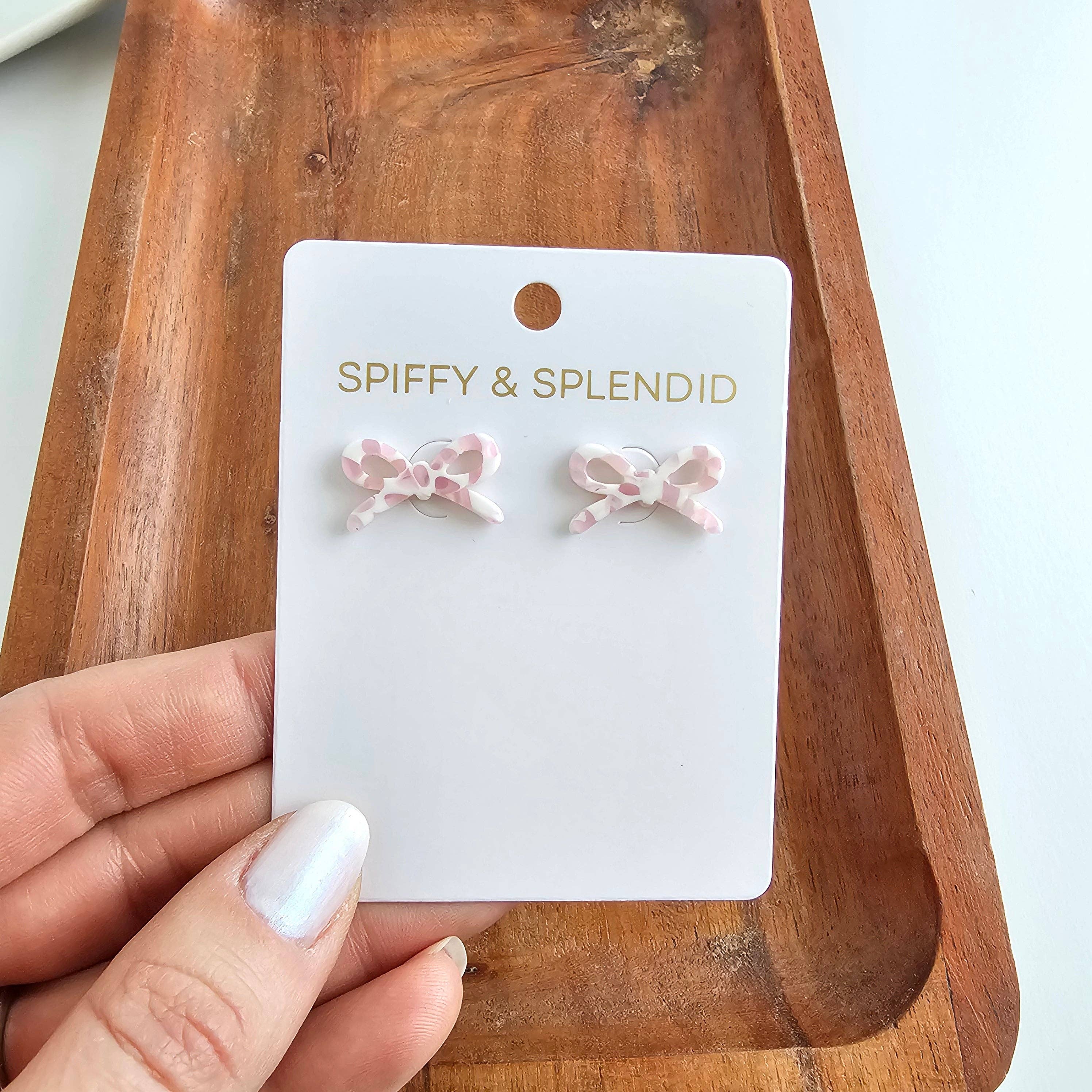 Powder Pink Dot Bowie Studs